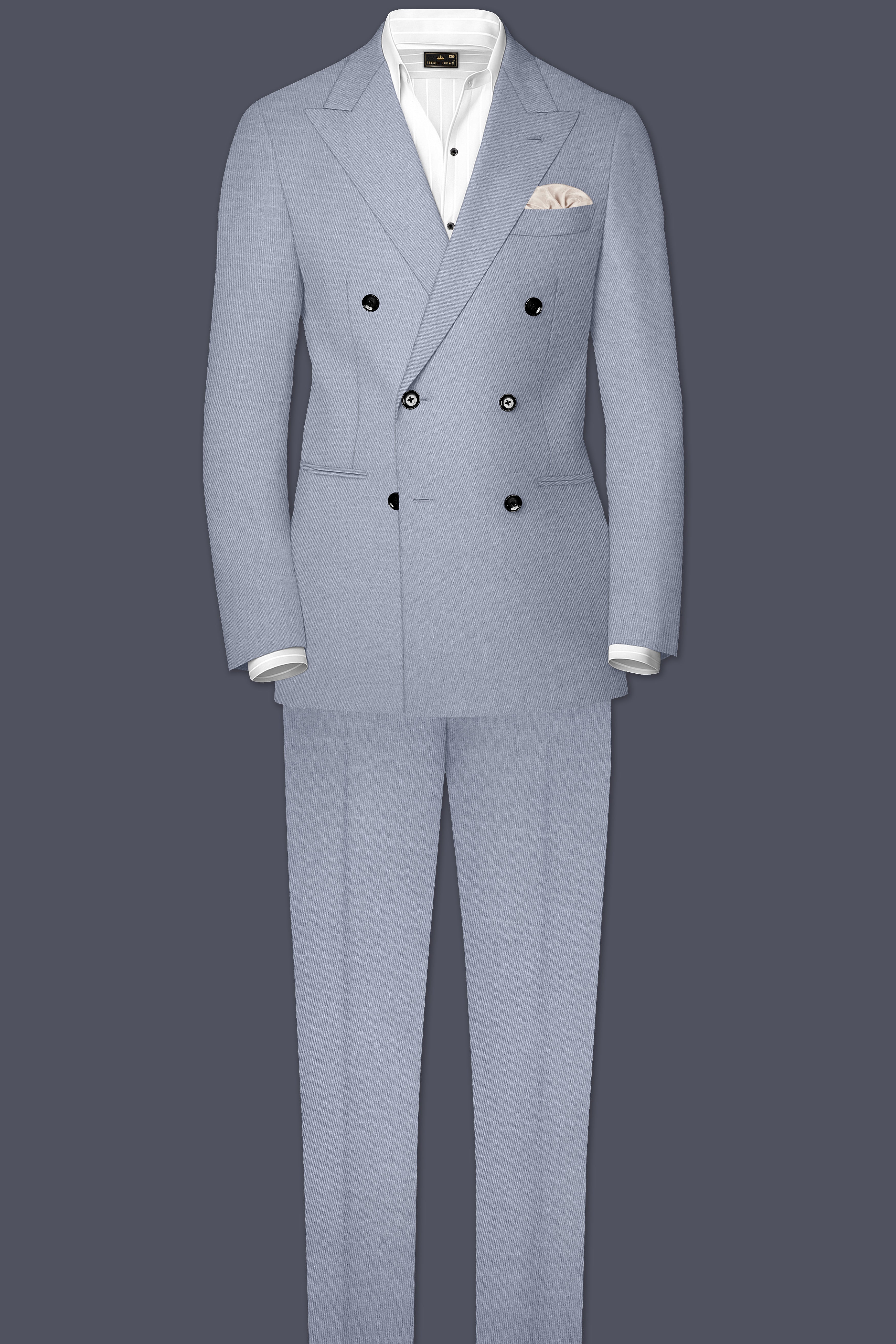 Silgrove-Loblolly Gray Wool Rich Double Breasted Stretchable Traveler Blazer