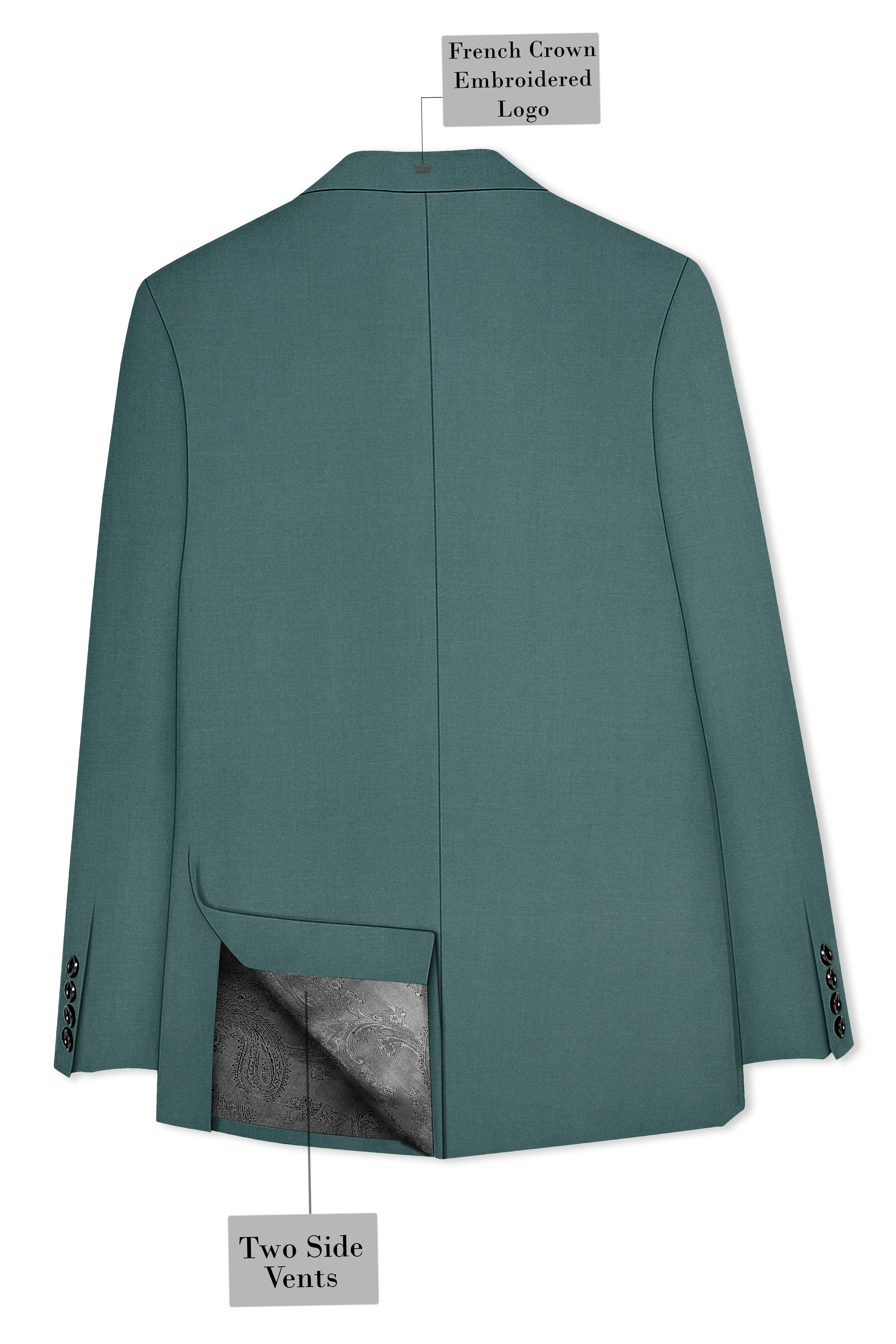 Travliam-William Green Wool Rich Double Breasted Stretchable Traveler Blazer