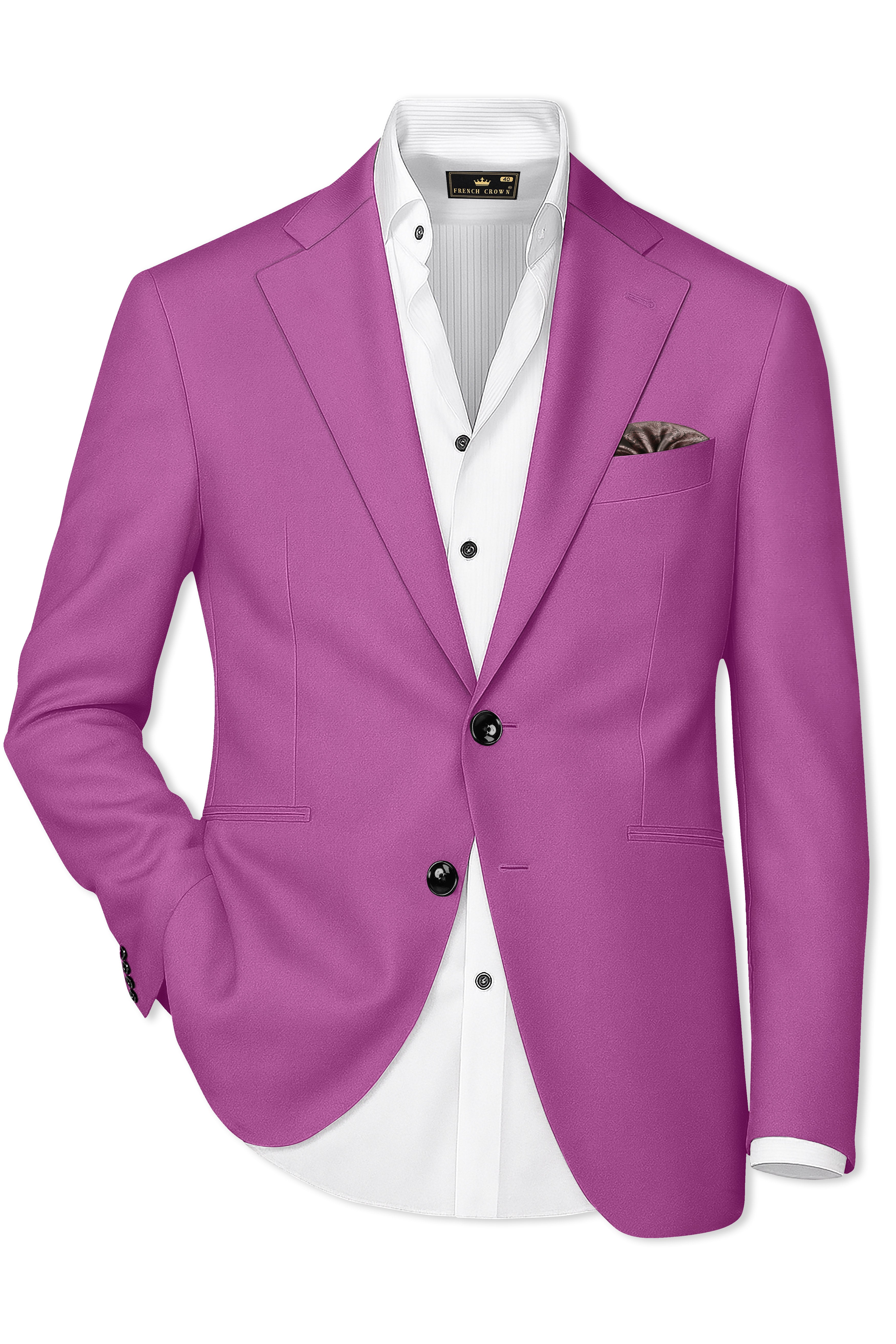 Rosvoy-Trendy Pink Wool Rich Single Breasted Stretchable Traveler Blazer