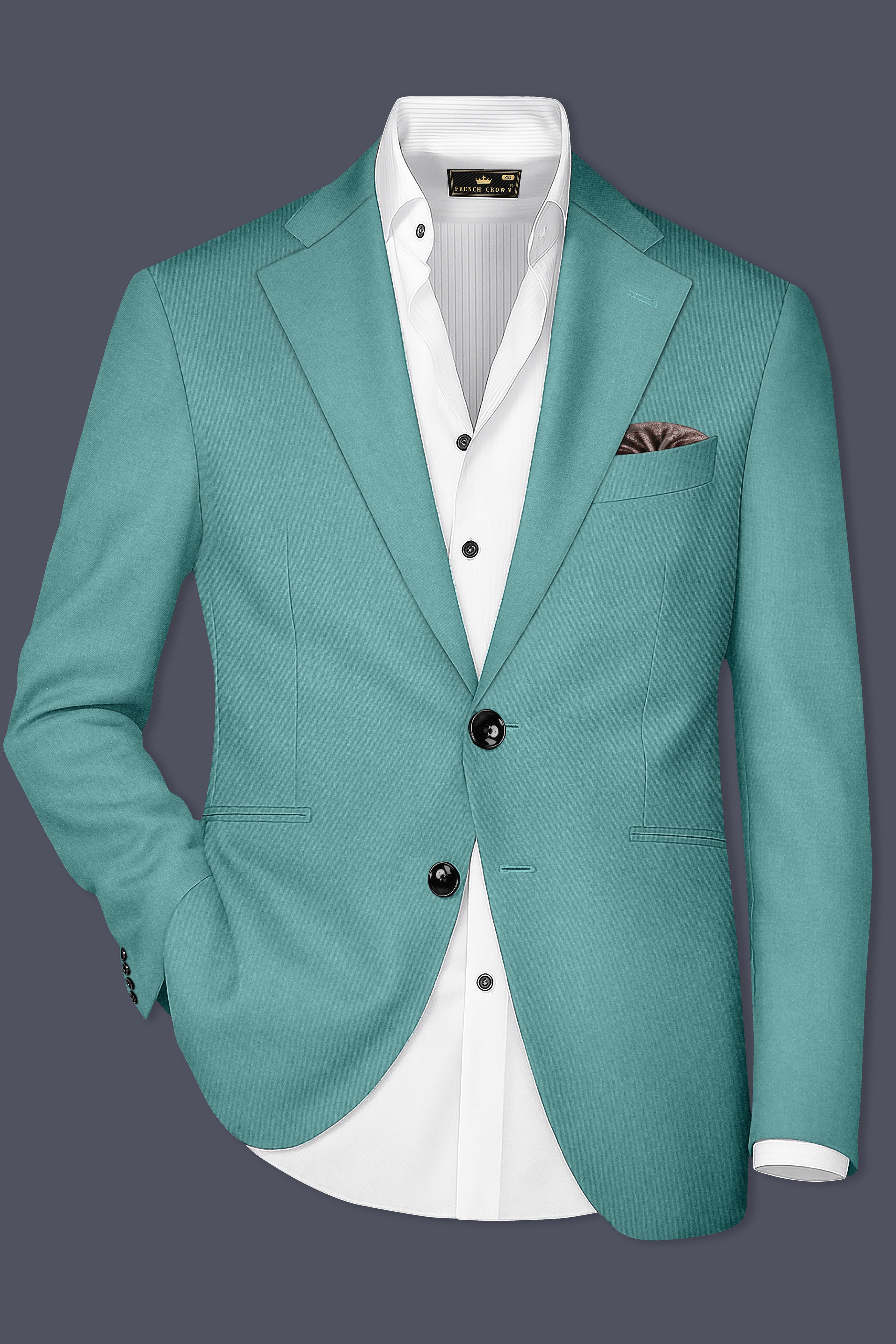Travirid-Gothic Green Wool Rich Single Breasted Stretchable Traveler Blazer