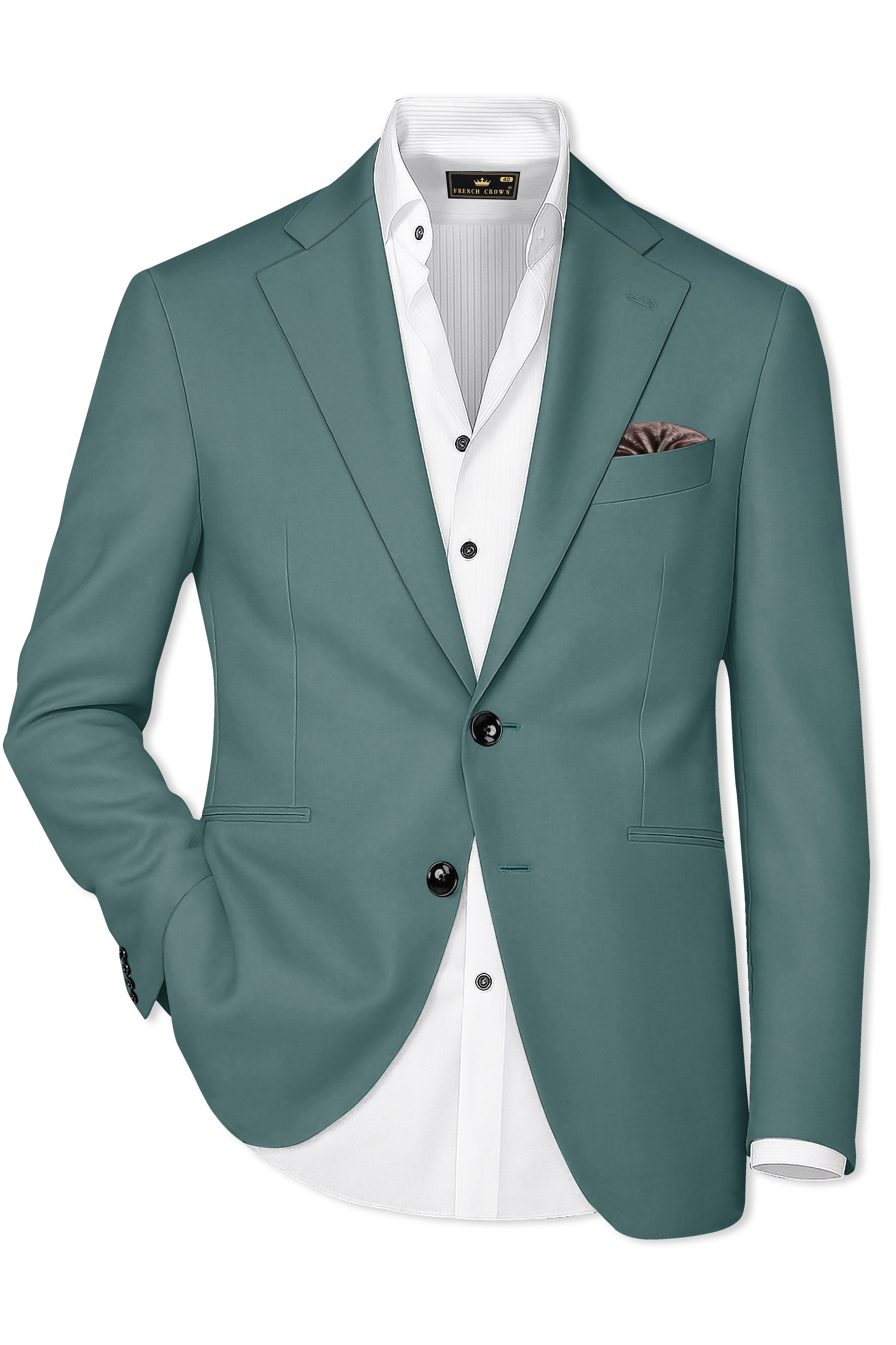Travliam-William Green Wool Rich Single Breasted Stretchable Traveler Blazer
