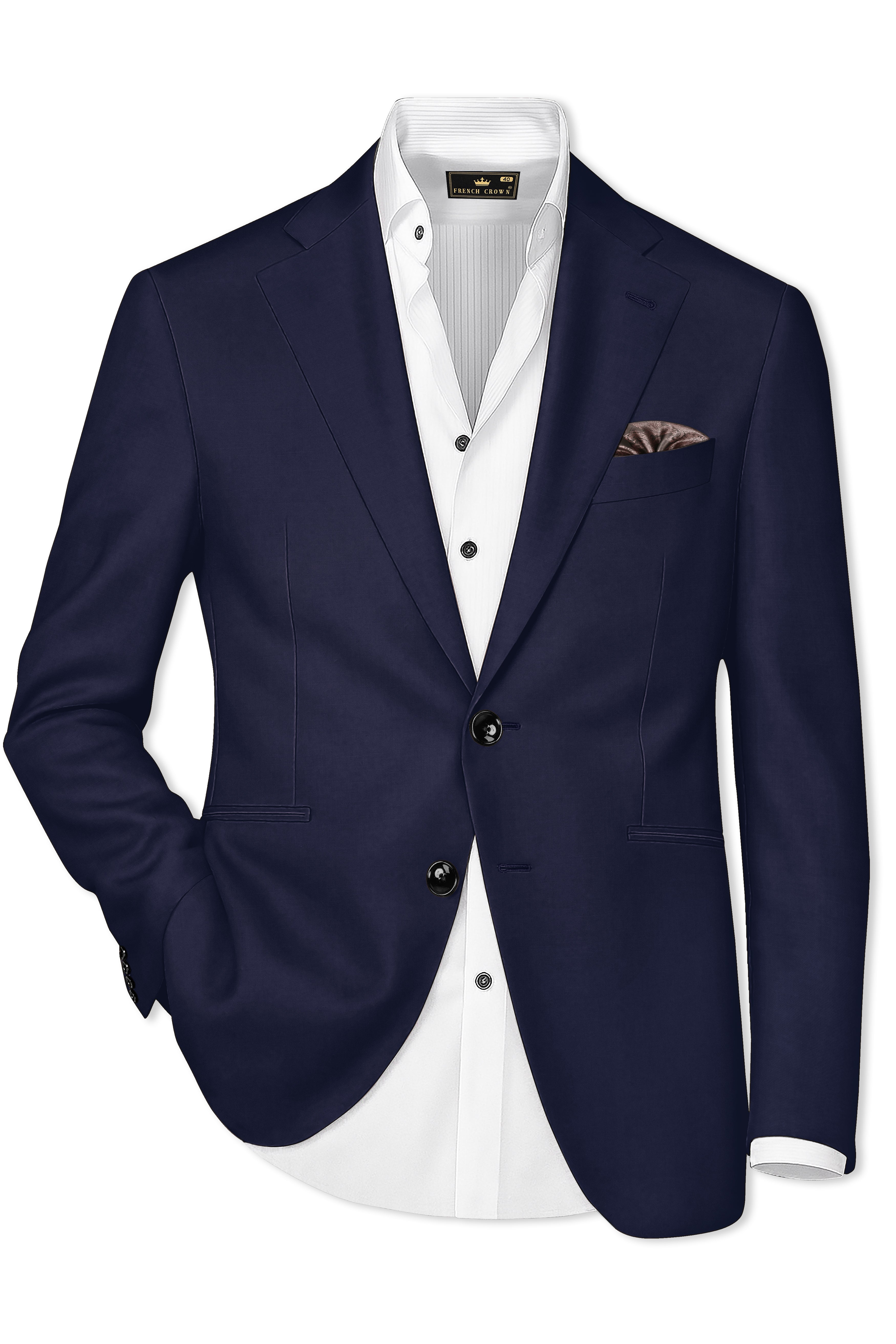 Azurion-Royal Blue Wool Rich Single Breasted Blazer