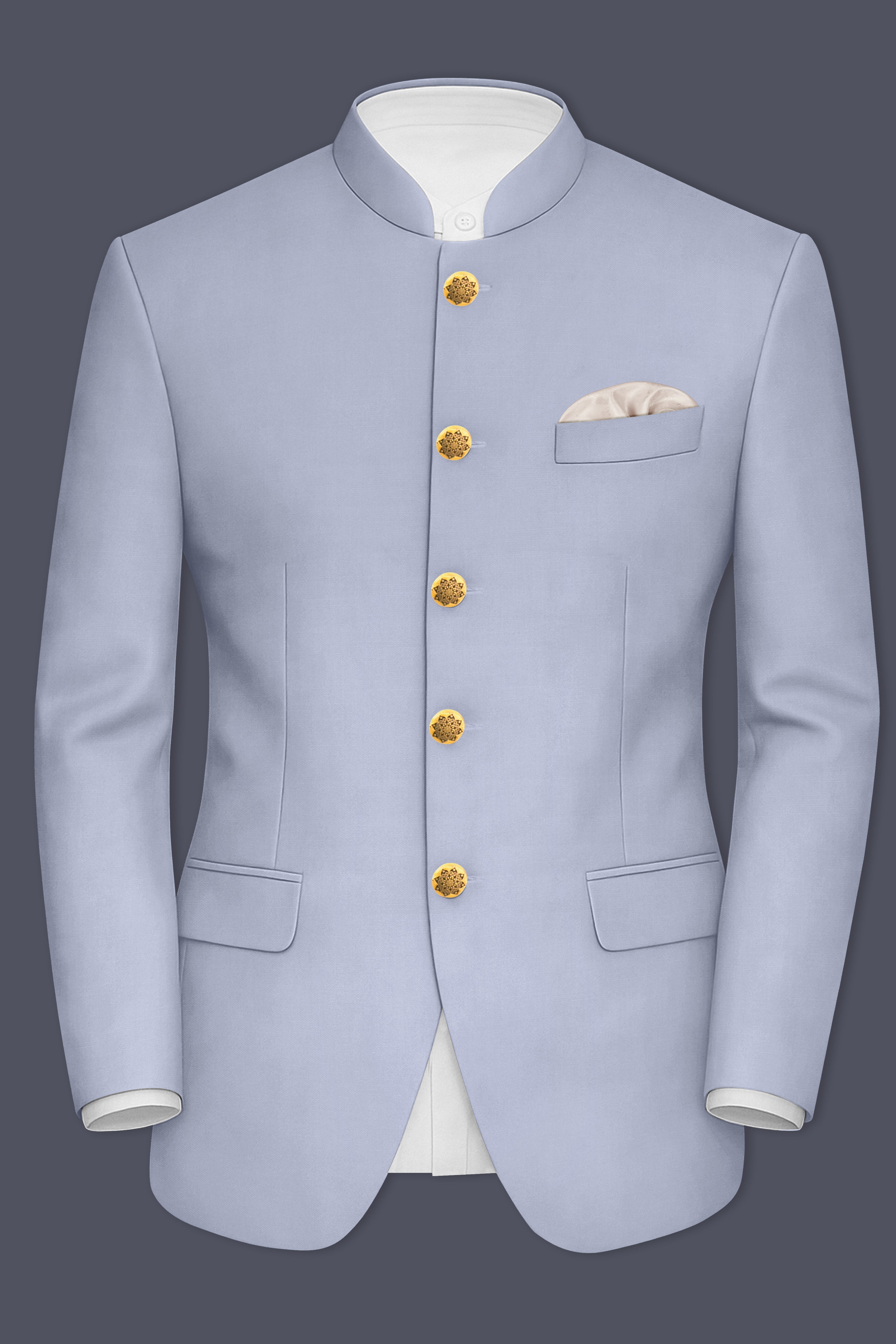 Silgrove-Loblolly Gray Wool Rich Bandhgala Stretchable Traveler Blazer