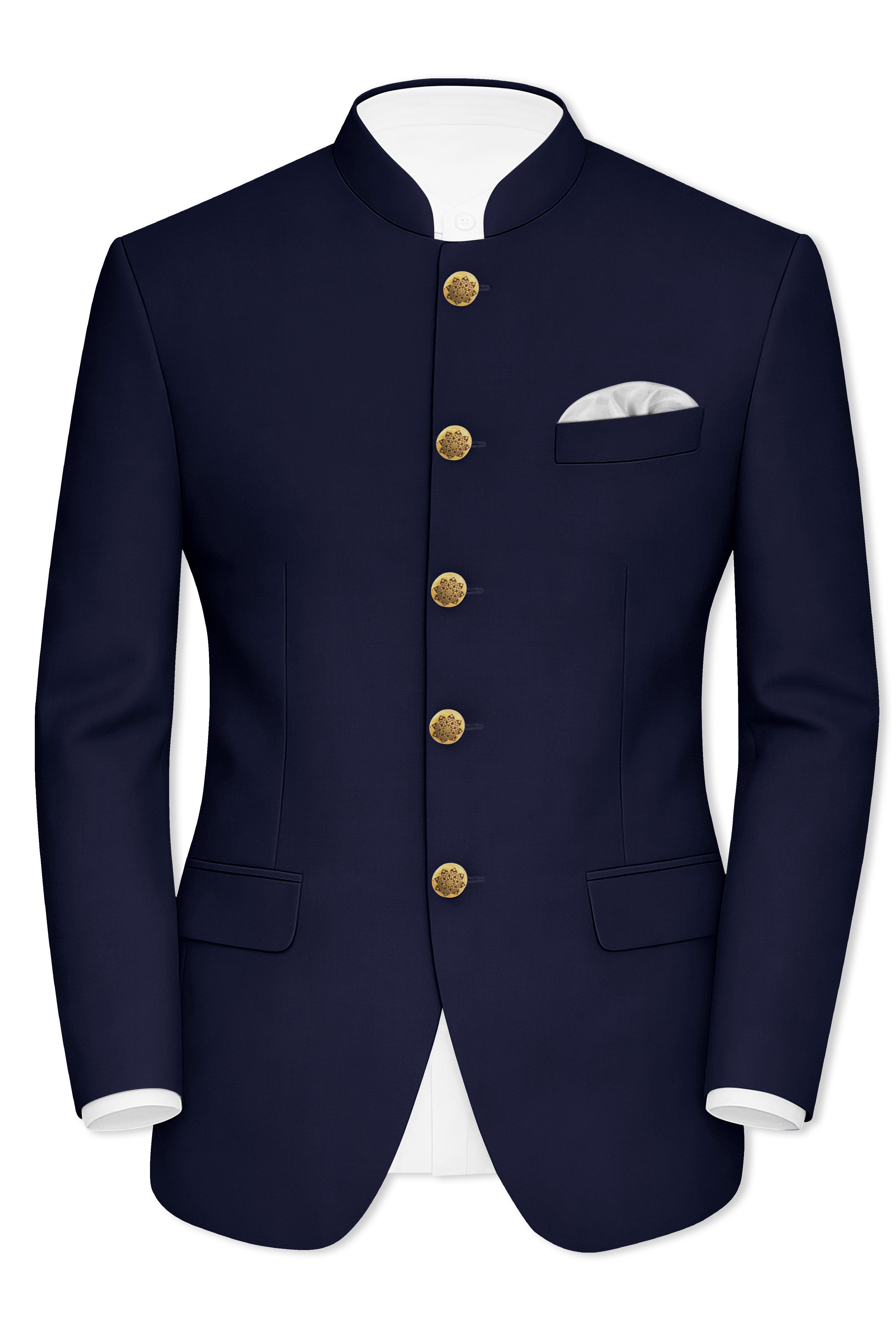 Azurion-Royal Blue Wool Rich Bandhgala Blazer