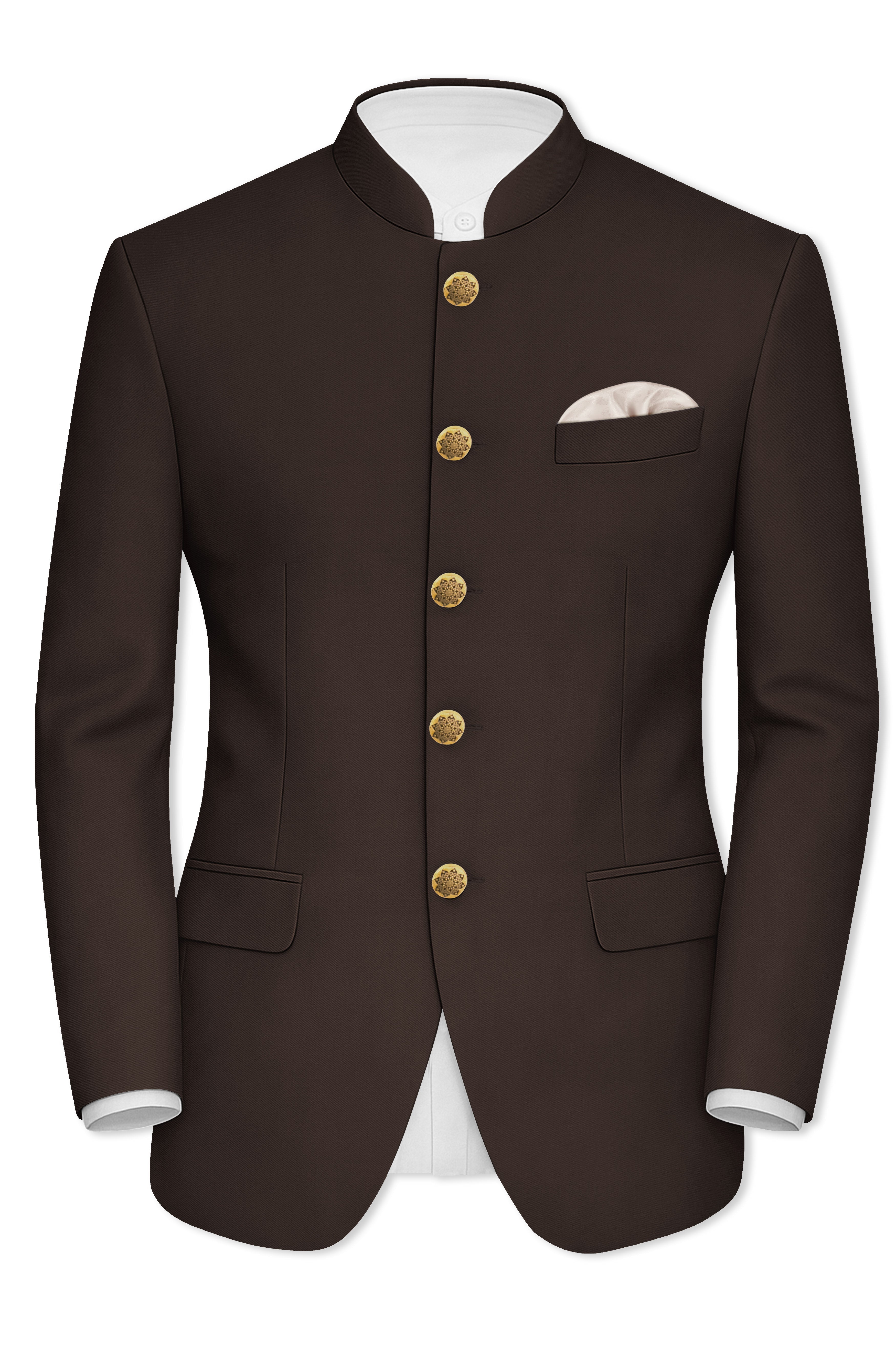 Moirayn-Eclipse Brown Wool Rich Bandhgala Blazer