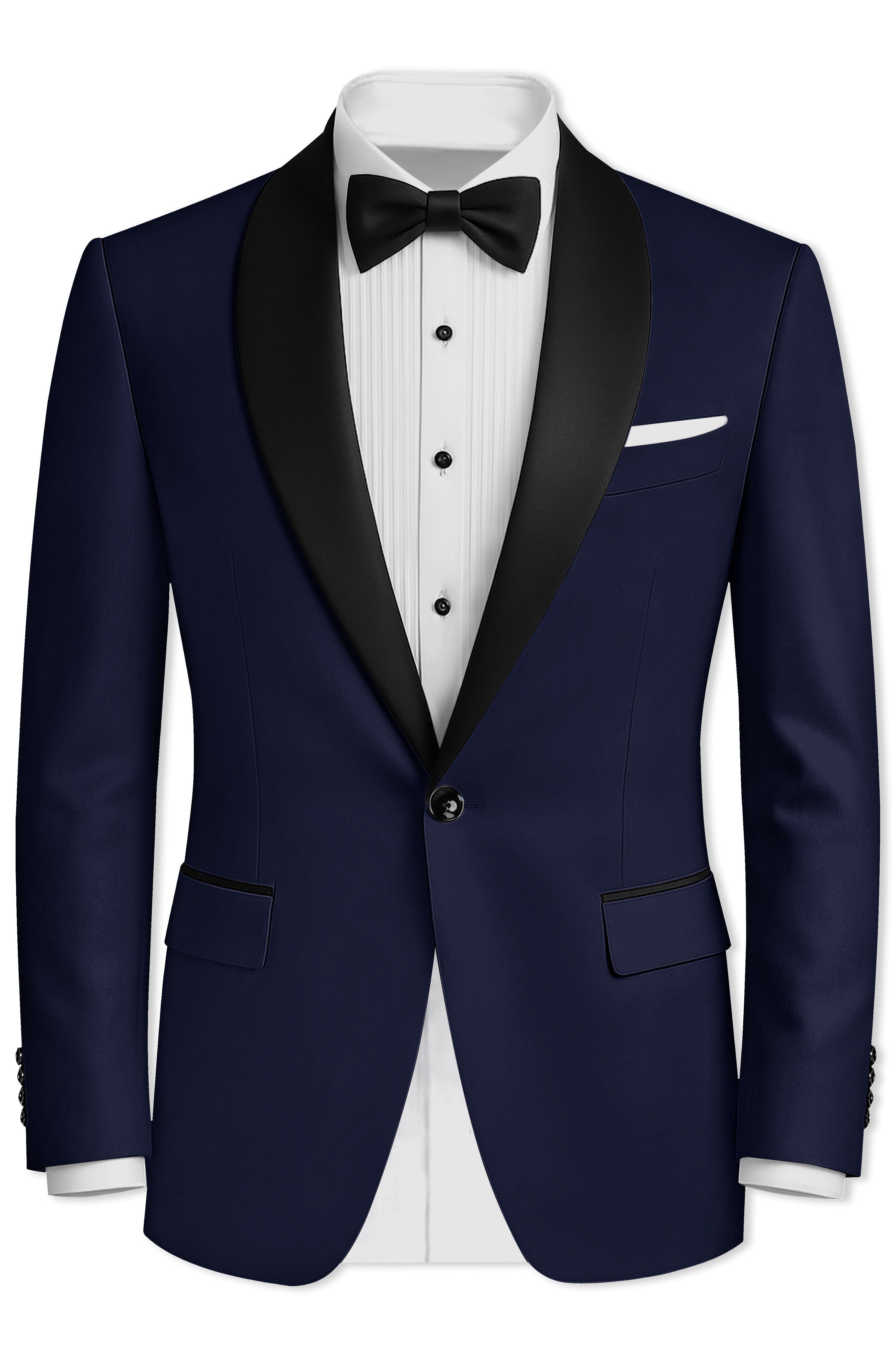Azurion-Royal Blue Wool Rich Tuxedo Blazer