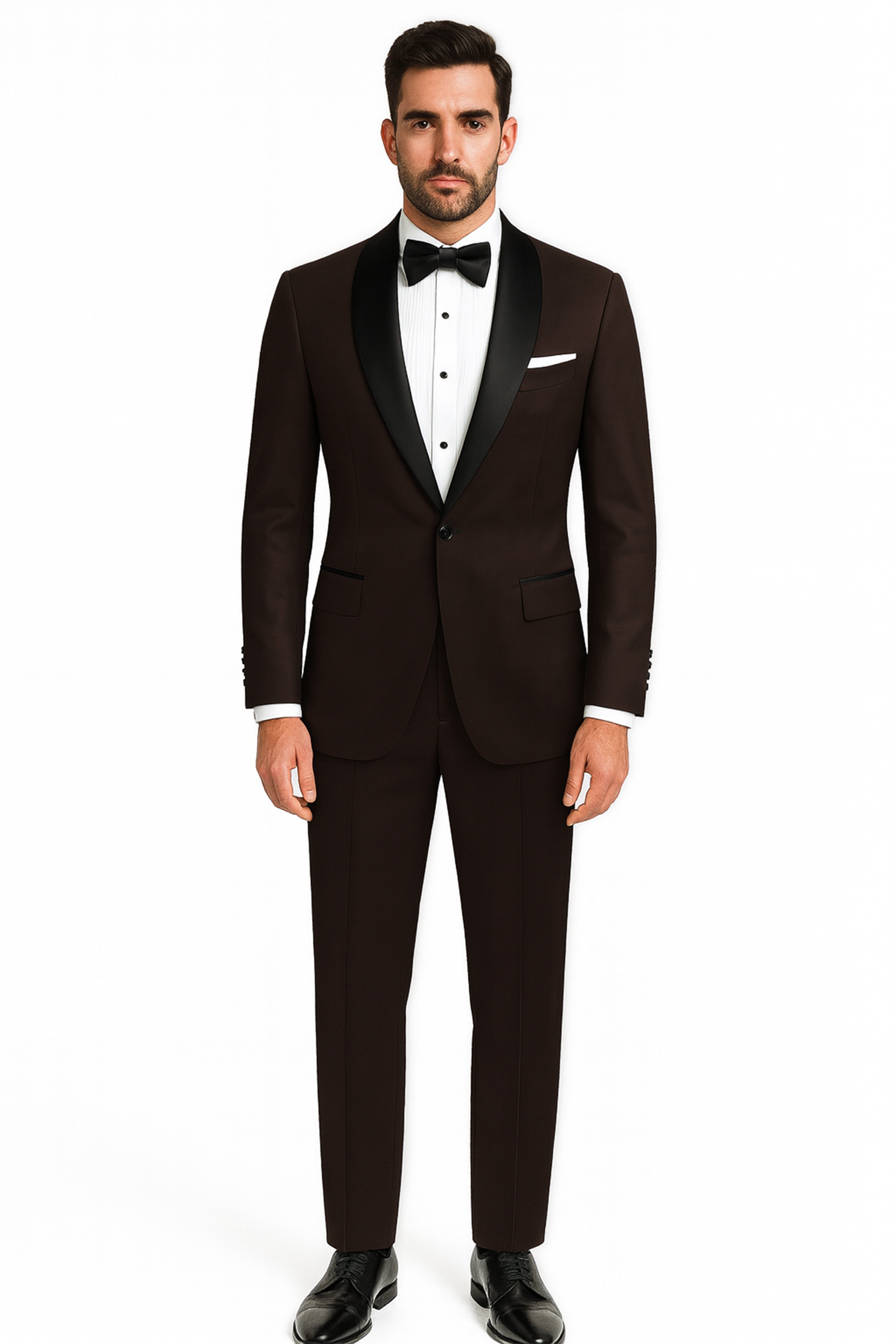 Moirayn-Eclipse Brown Wool Rich Tuxedo Blazer