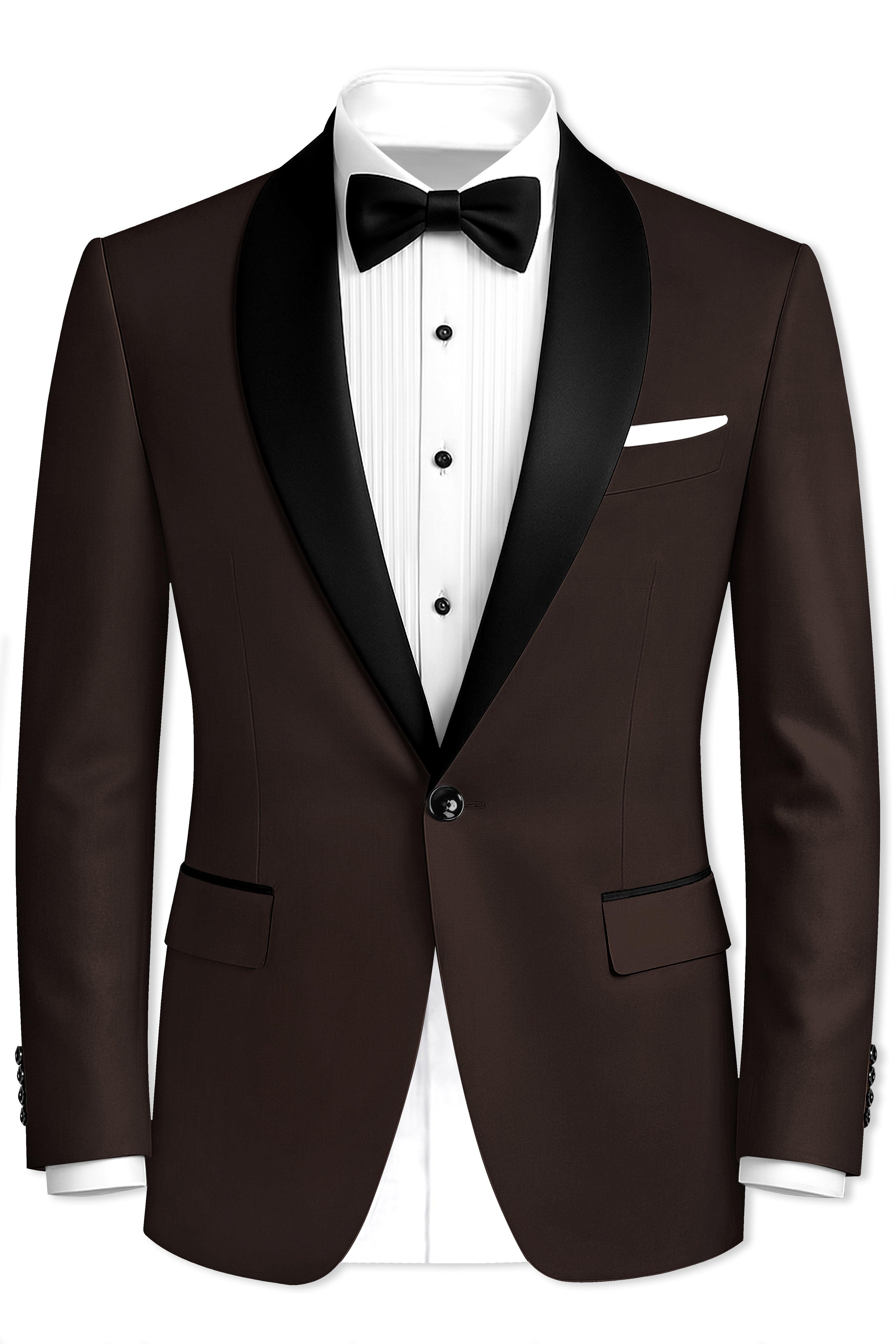 Moirayn-Eclipse Brown Wool Rich Tuxedo Blazer