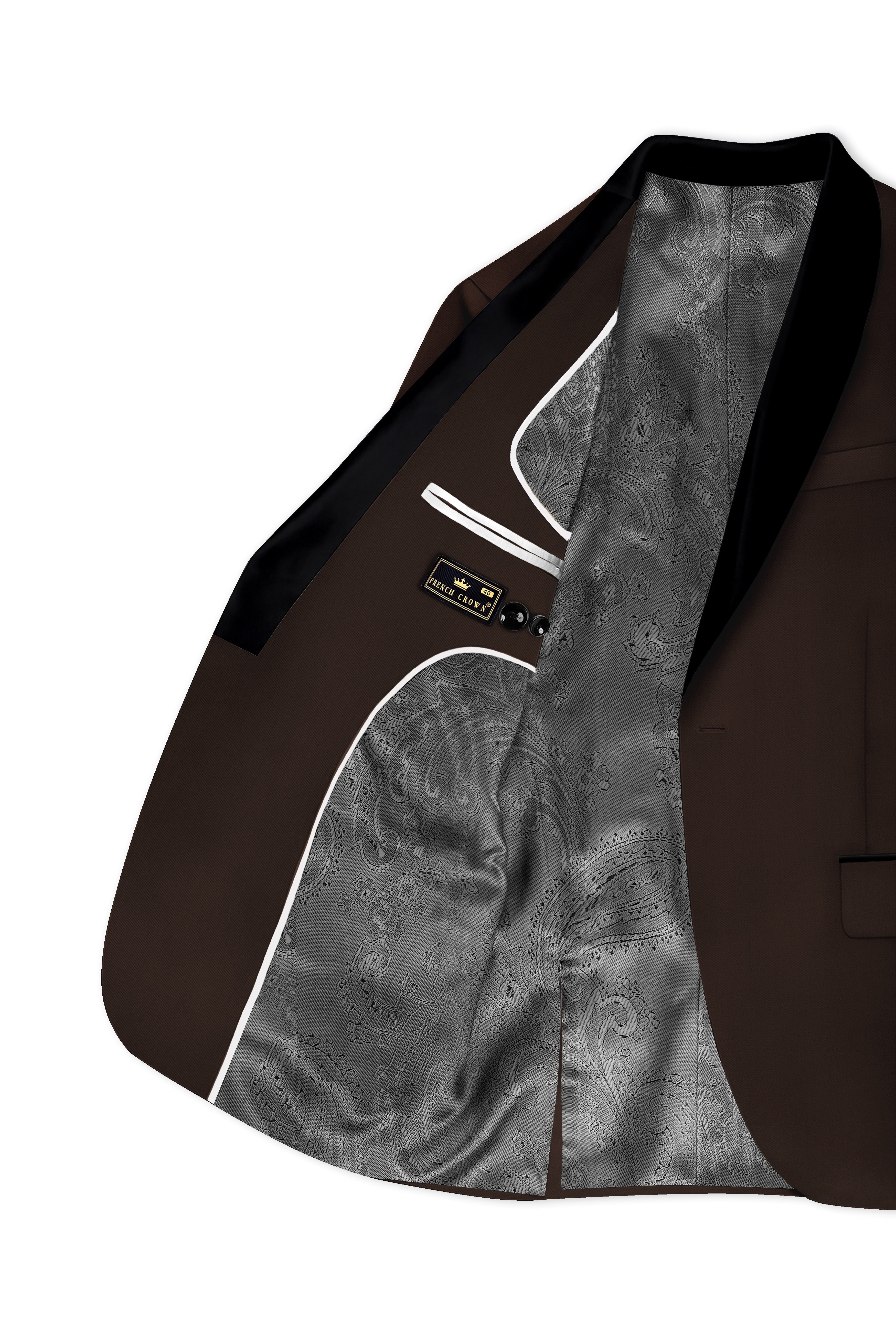 Moirayn-Eclipse Brown Wool Rich Tuxedo Blazer