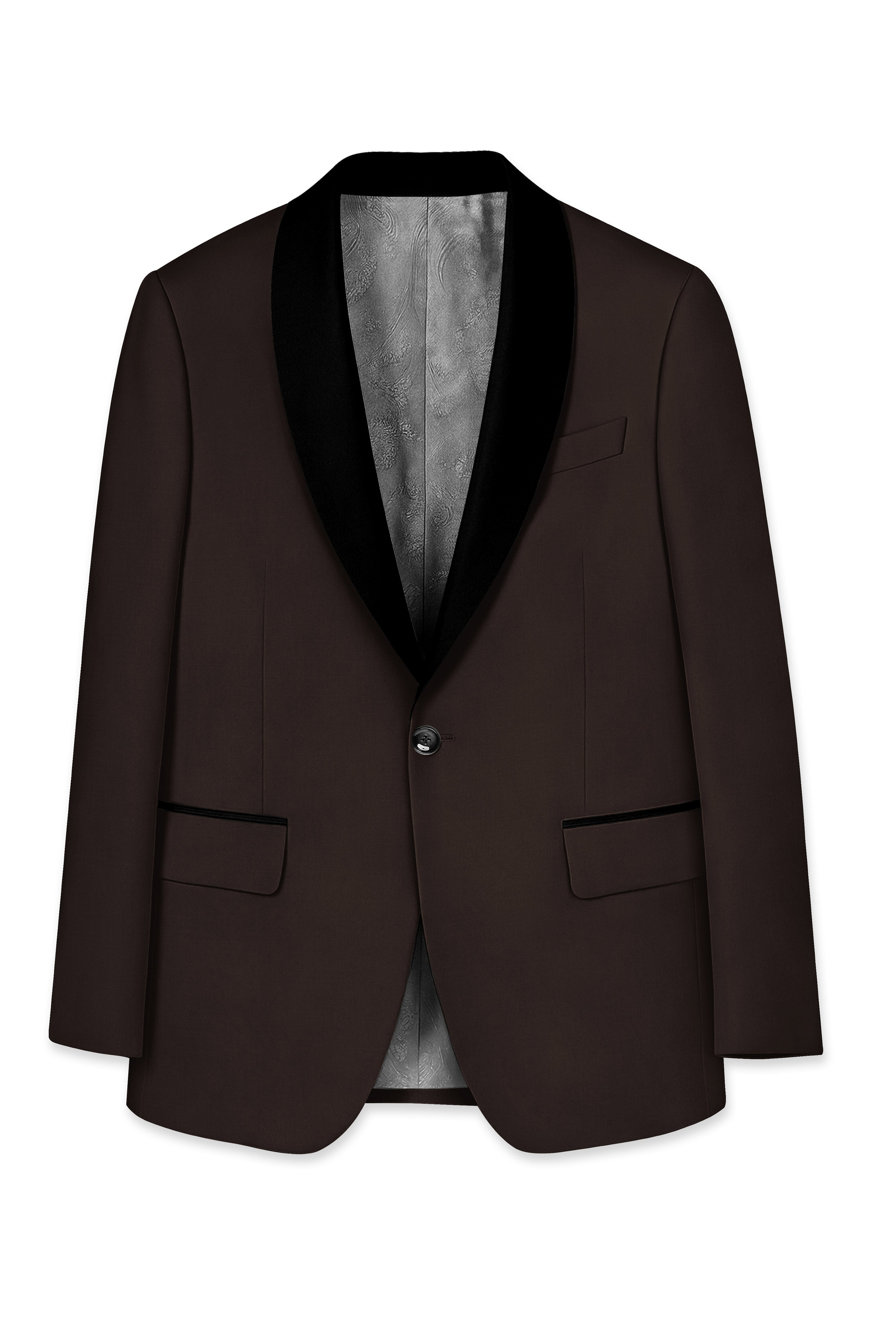 Moirayn-Eclipse Brown Wool Rich Tuxedo Blazer