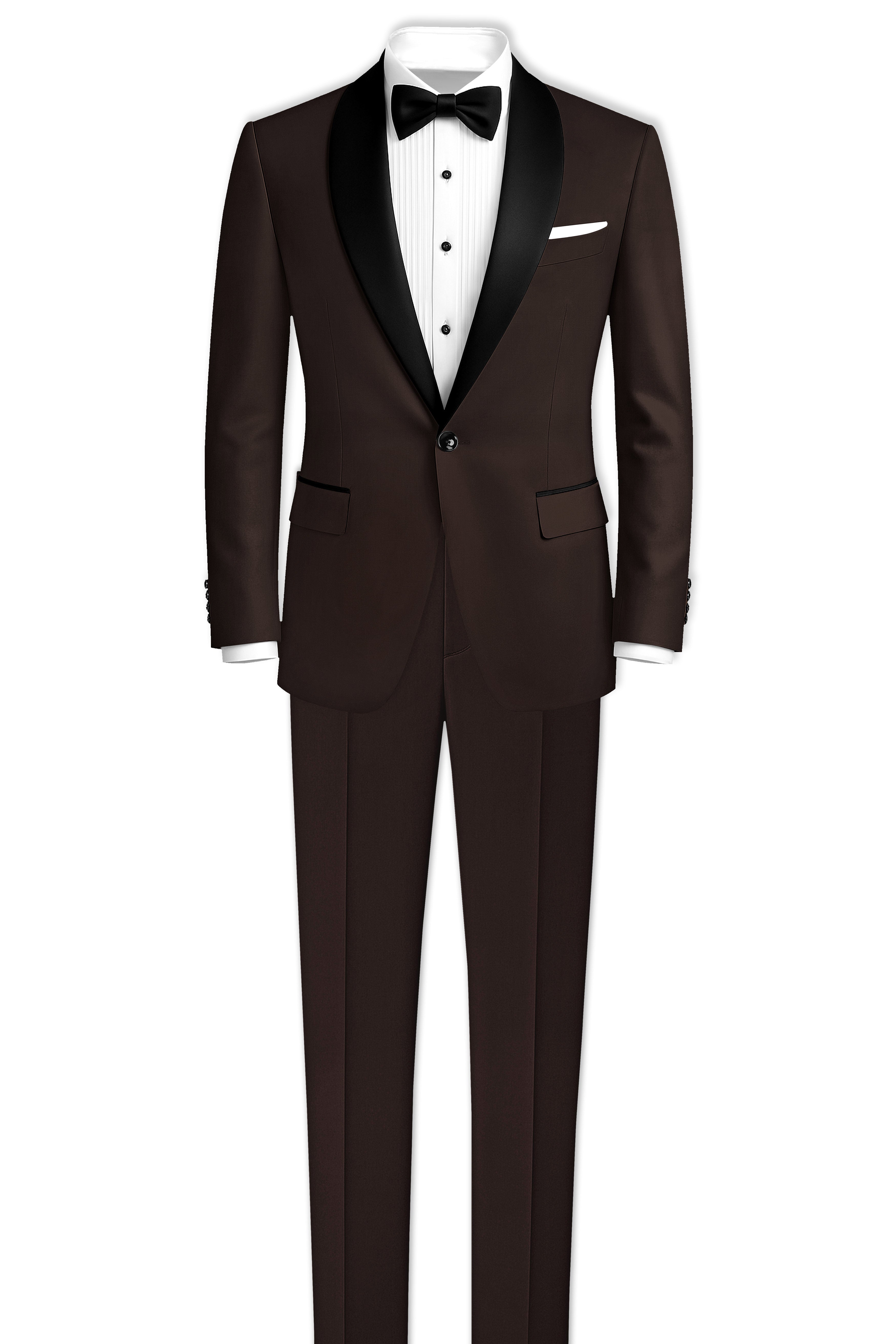 Moirayn-Eclipse Brown Wool Rich Tuxedo Blazer