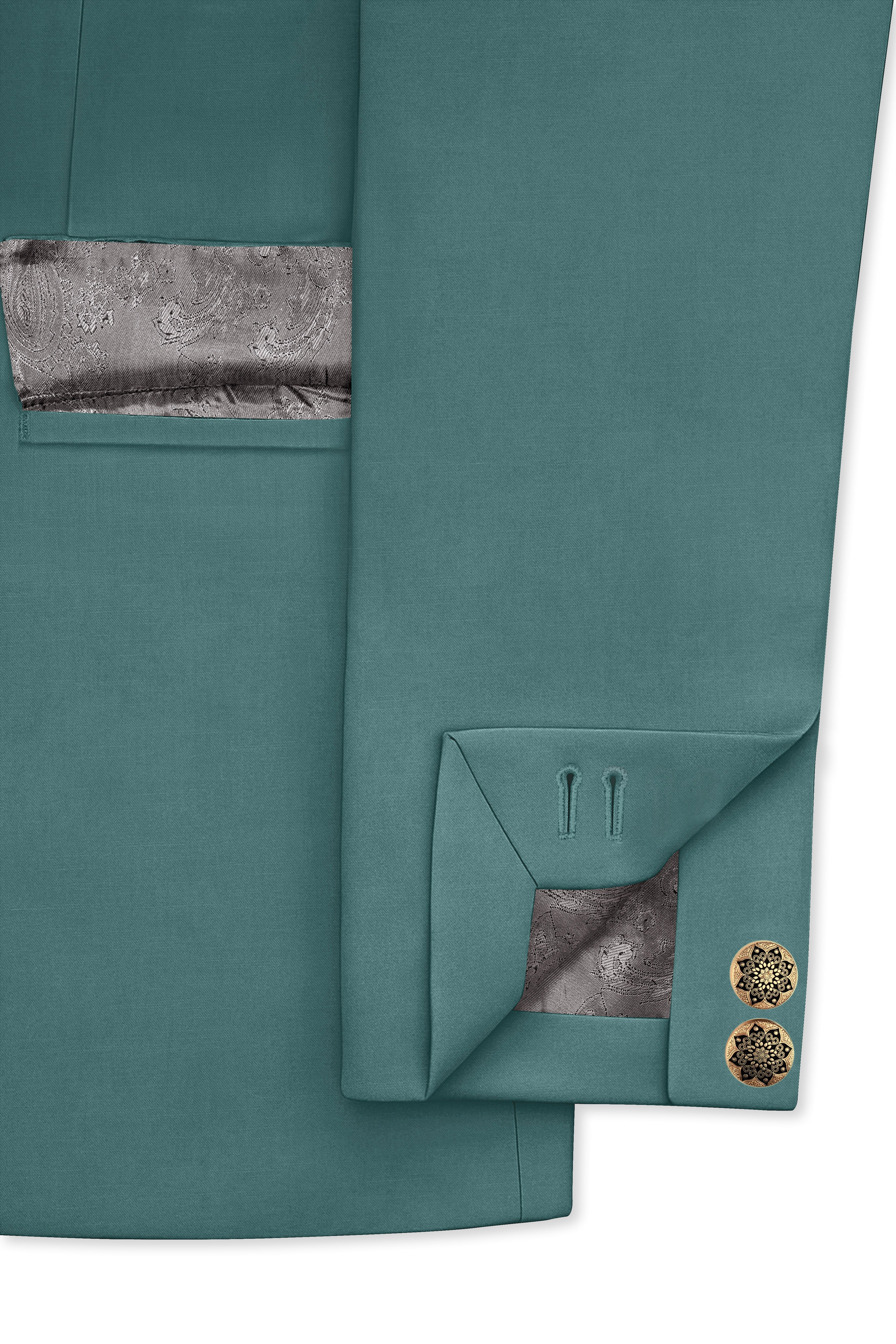 Travliam-William Green Wool Rich Cross Placket Bandhgala Stretchable Traveler Blazer