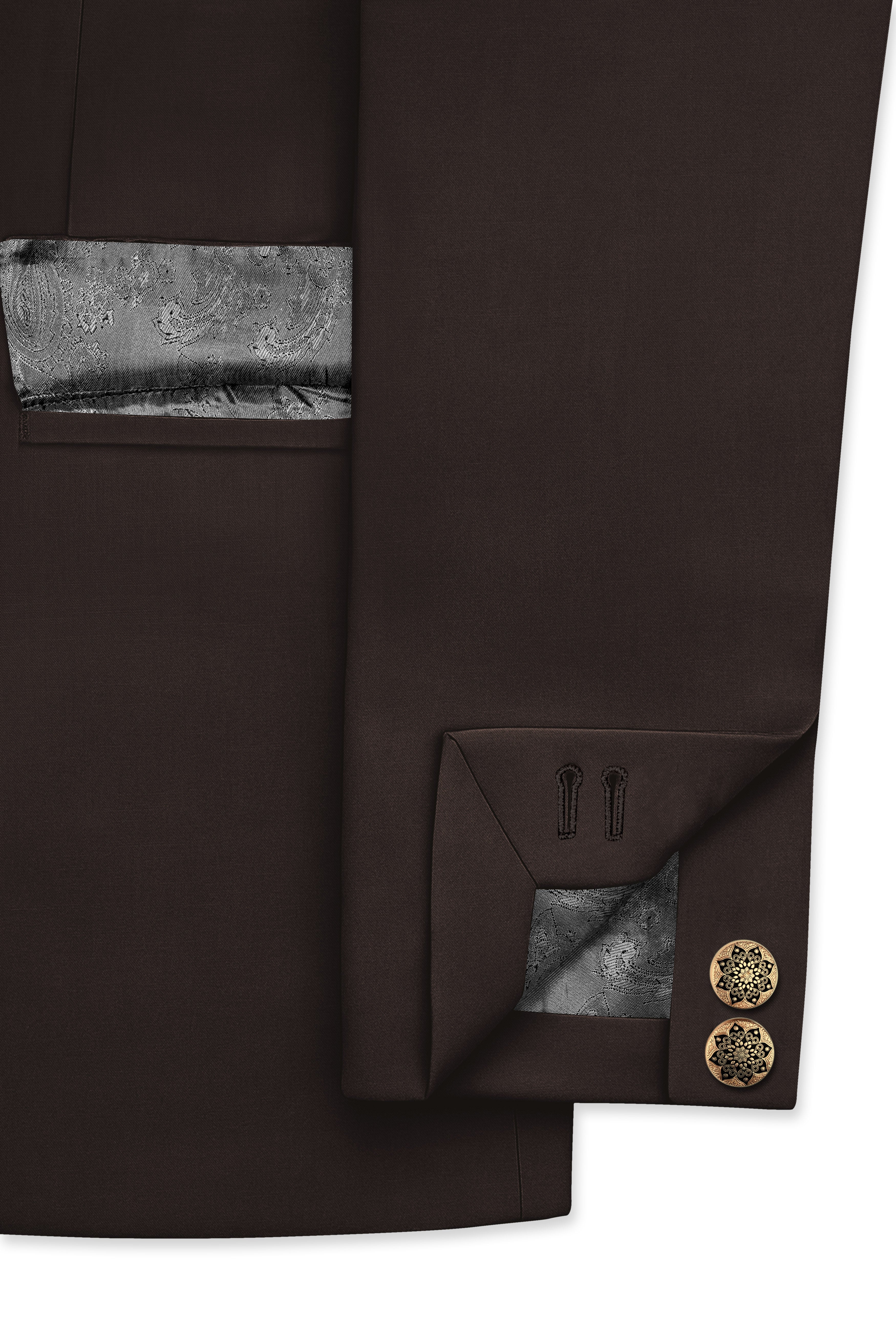 Moirayn-Eclipse Brown Wool Rich Cross Placket Bandhgala Blazer