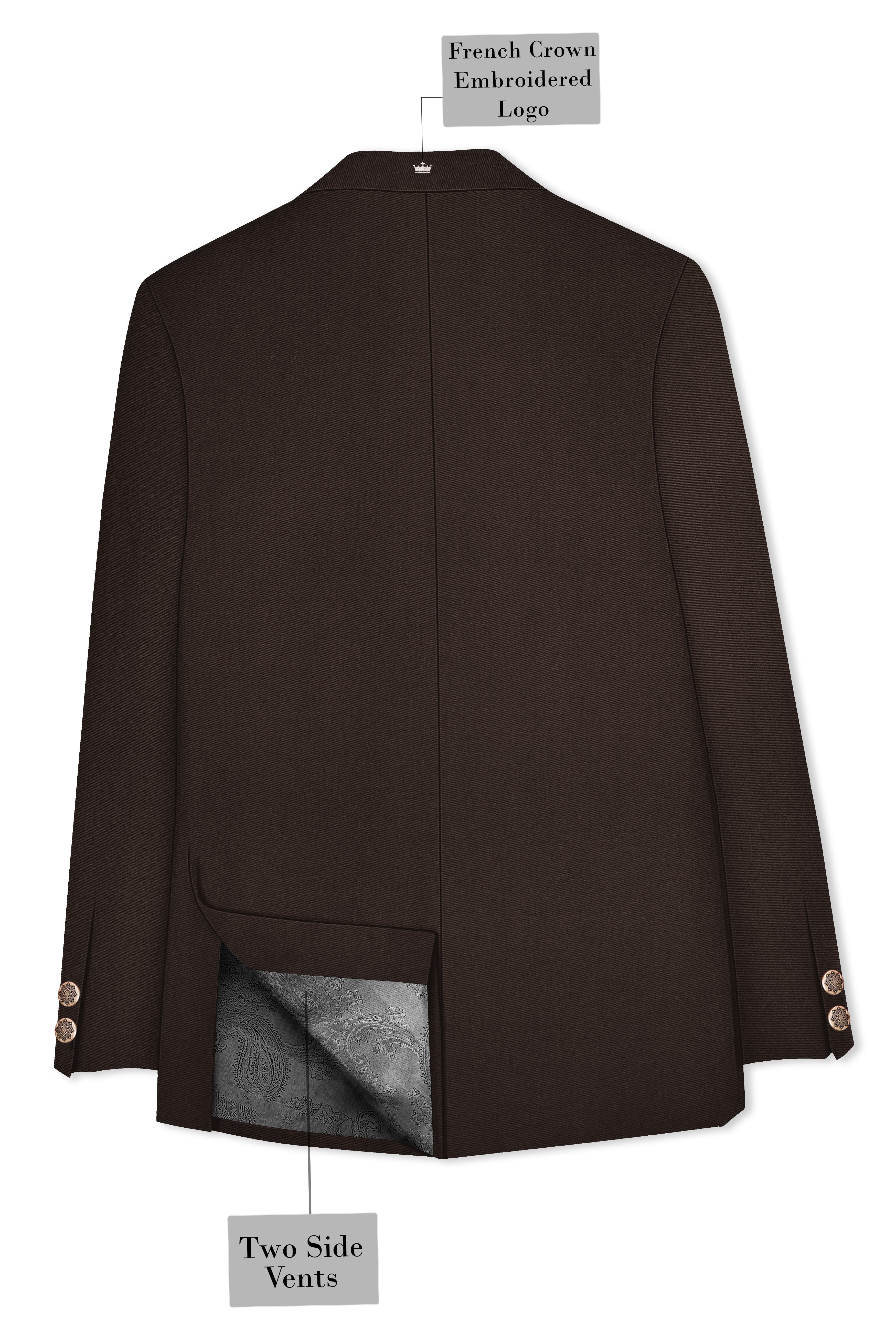 Moirayn-Eclipse Brown Wool Rich Cross Placket Bandhgala Blazer