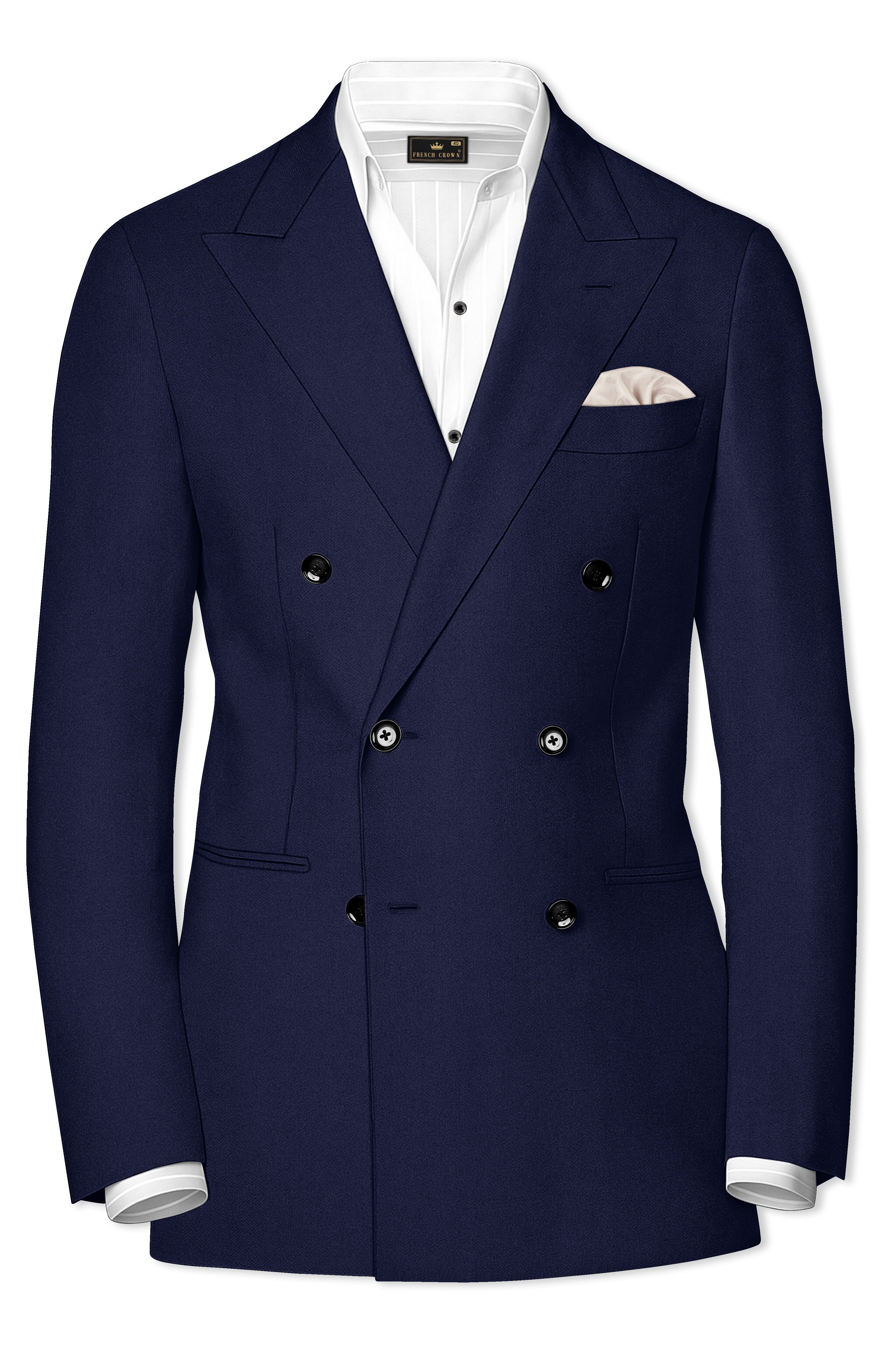 Azurion-Royal Blue Wool Rich Double Breasted Blazer