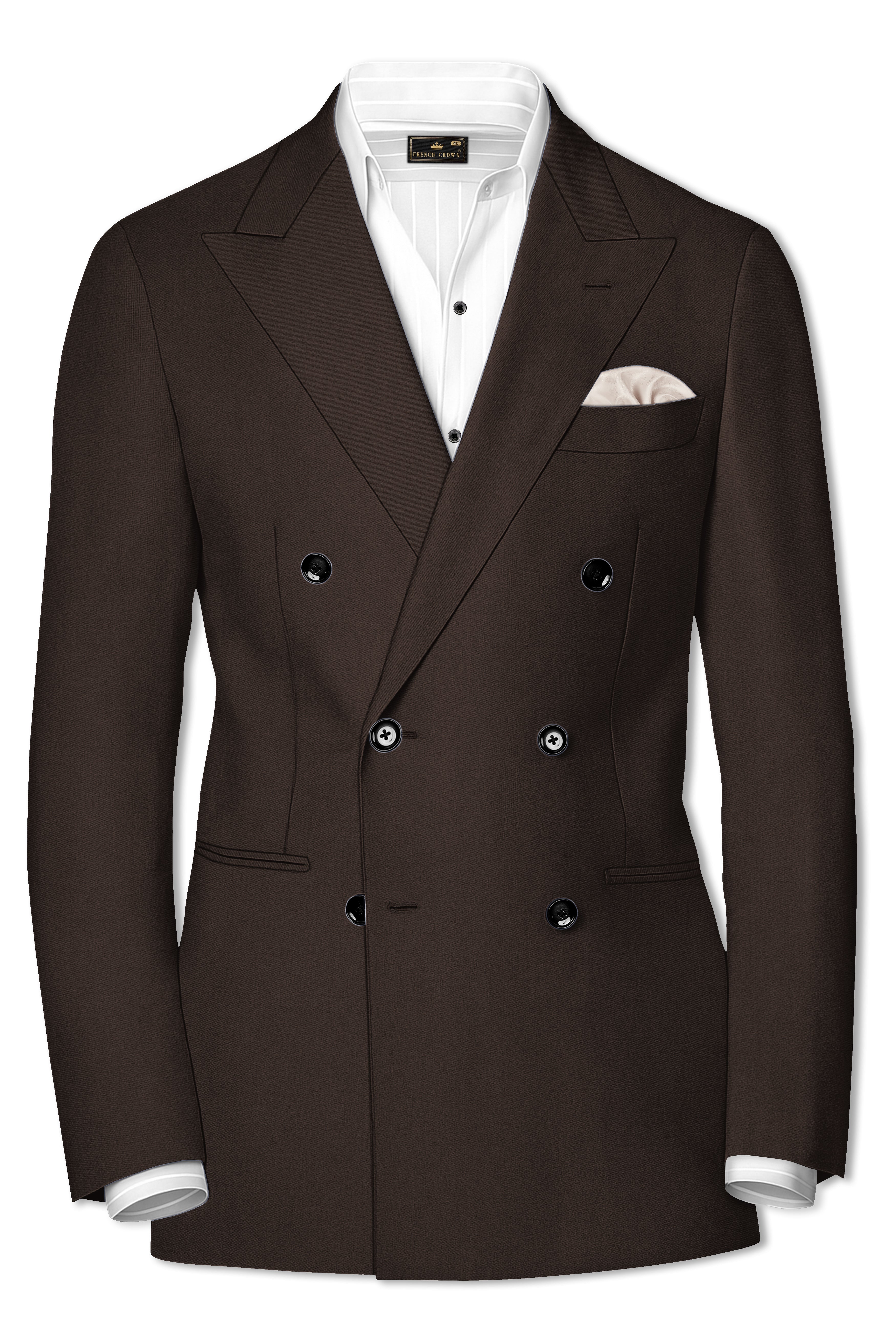 Moirayn-Eclipse Brown Wool Rich Double Breasted Blazer