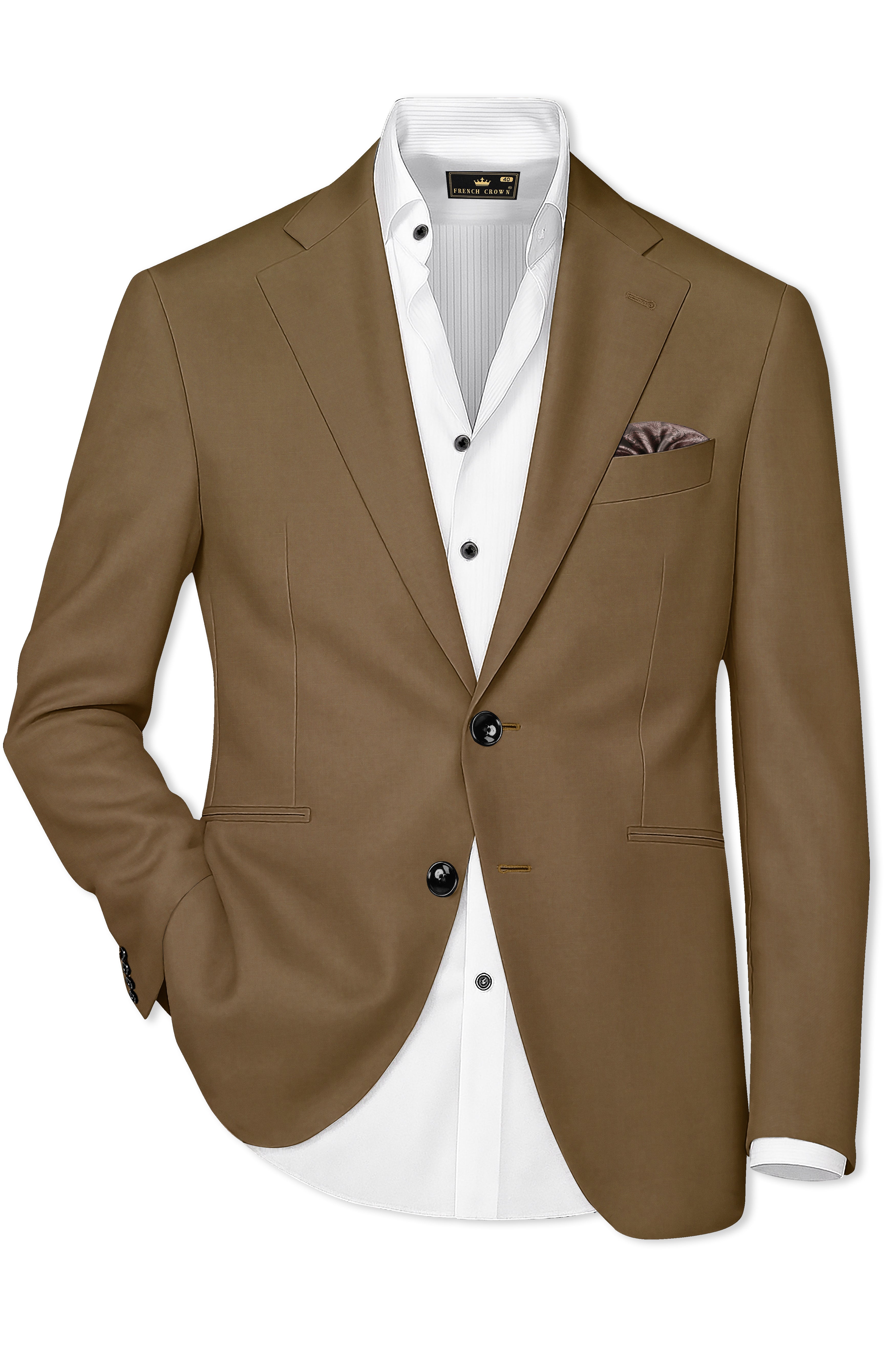 Brunaut-Peanut Brown Wool Rich Single Breasted Blazer
