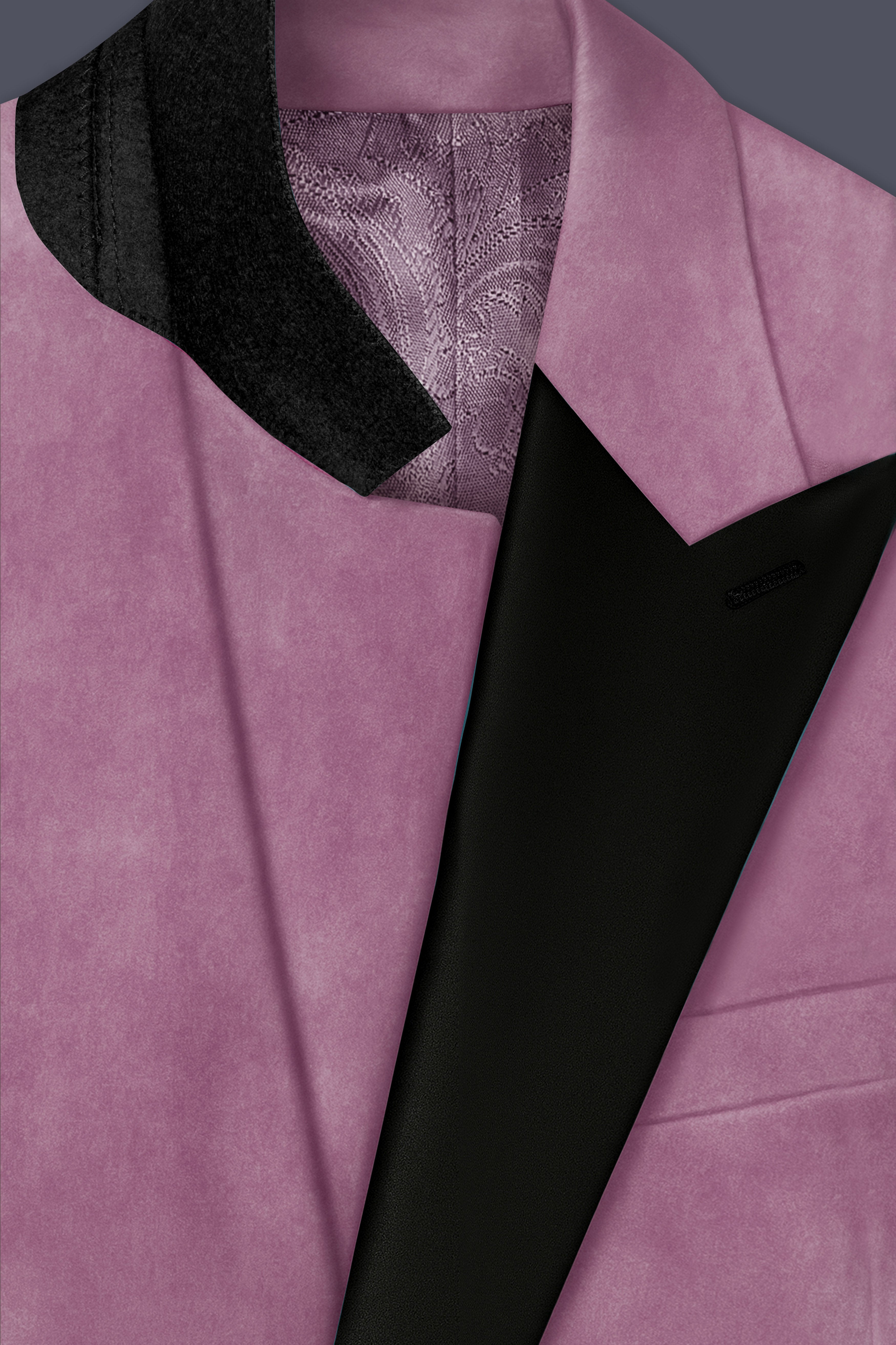 Velrosa-Turkish Rose Textured Velvet Peak Lapel Tuxedo Blazer