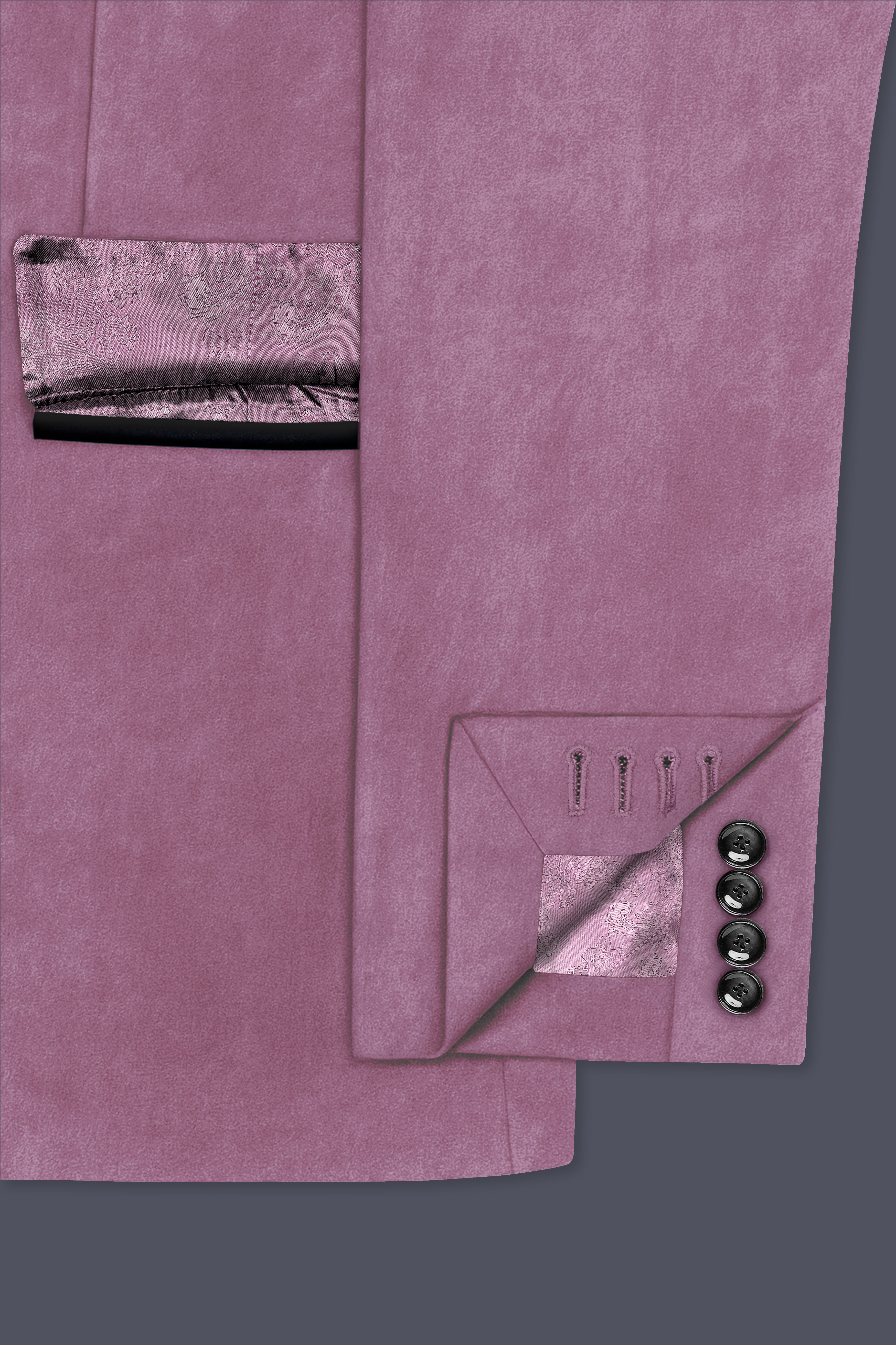 Velrosa-Turkish Rose Textured Velvet Peak Lapel Tuxedo Blazer