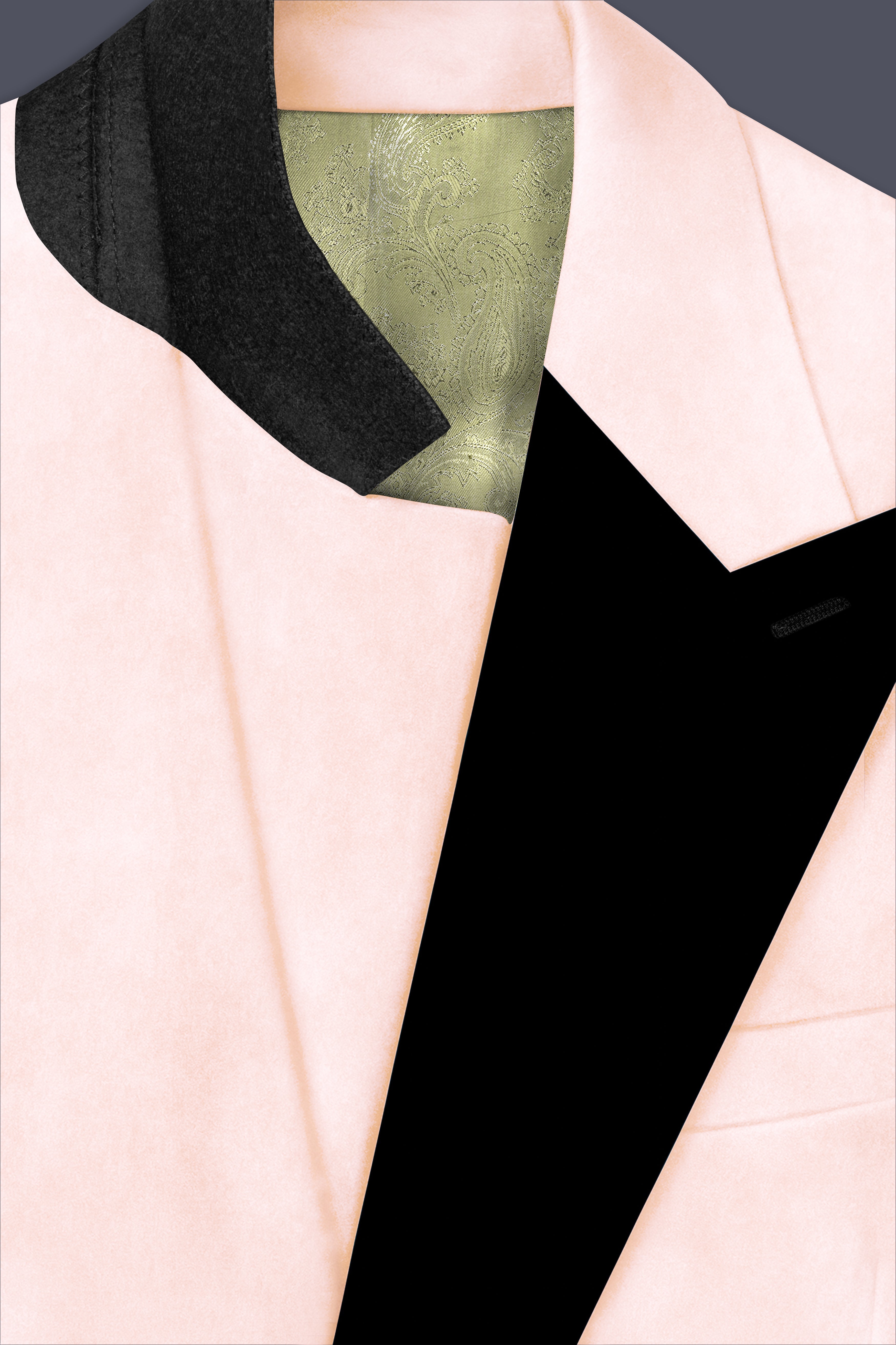 Cremivell-Almond Cream Velvet Peak Lapel Tuxedo Blazer