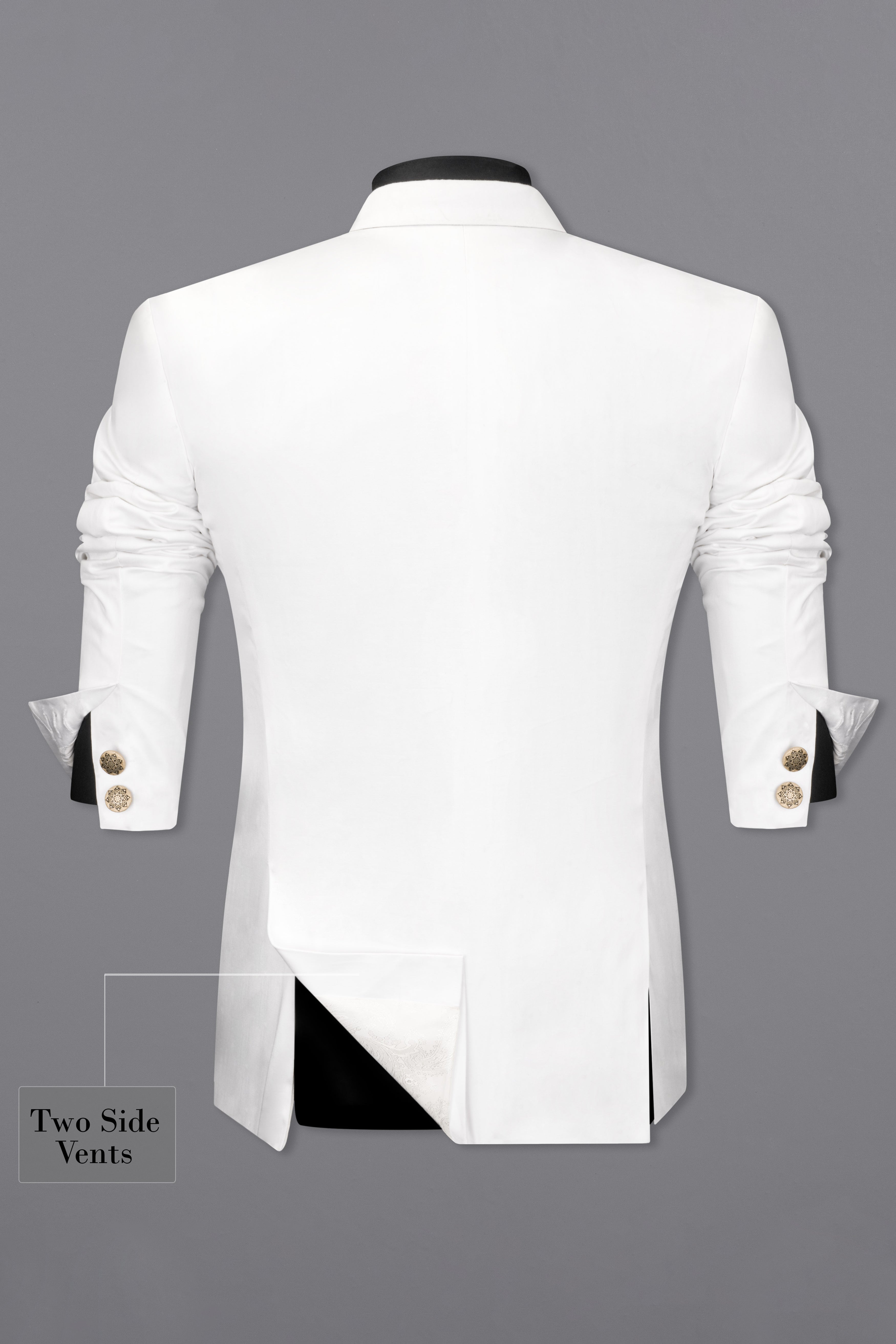 Bright White Cross Placket Stretchable Premium Cotton Bandhgala traveler Blazer