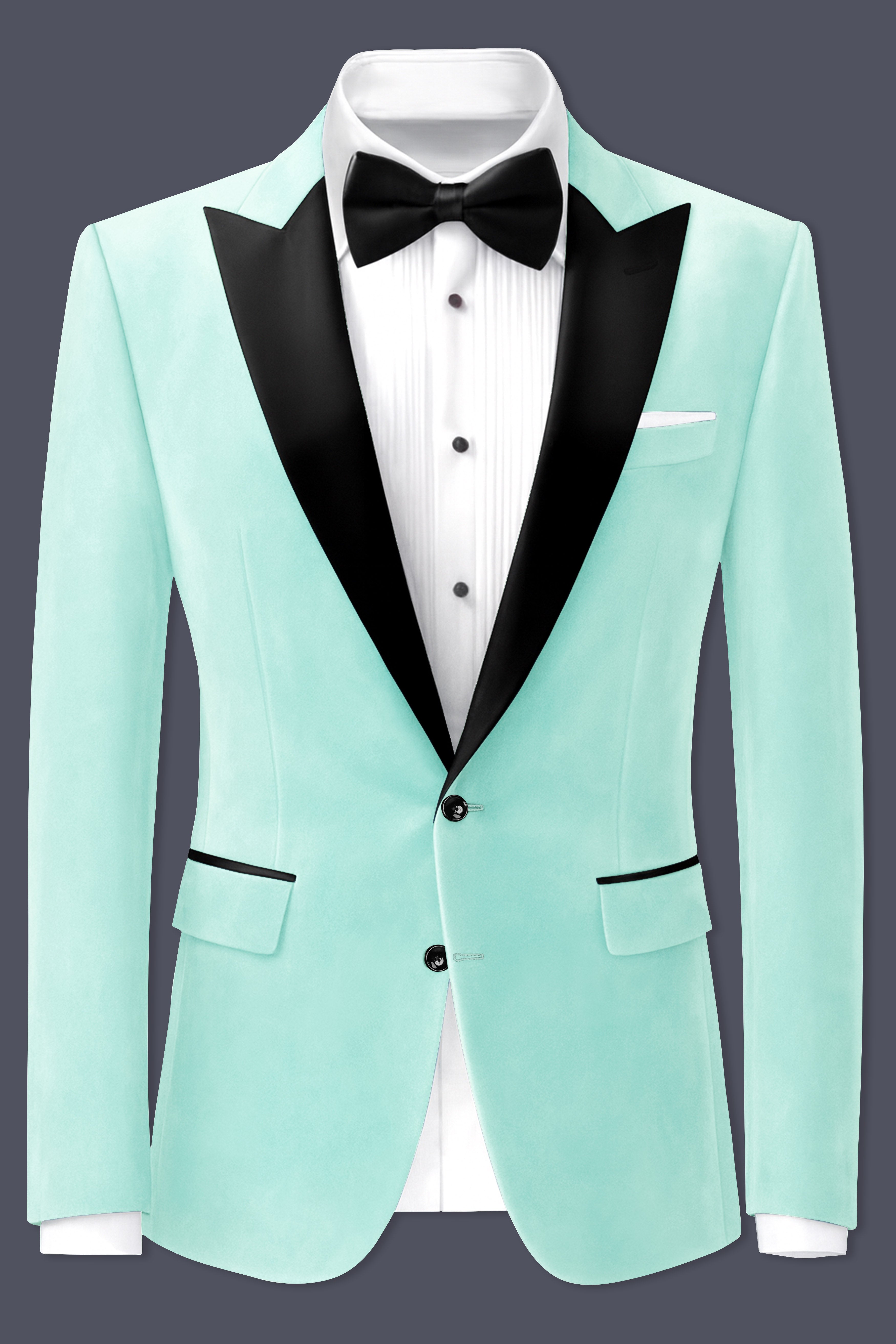 Verdalis-Cruise Green Textured Velvet Peak Lapel Tuxedo Blazer