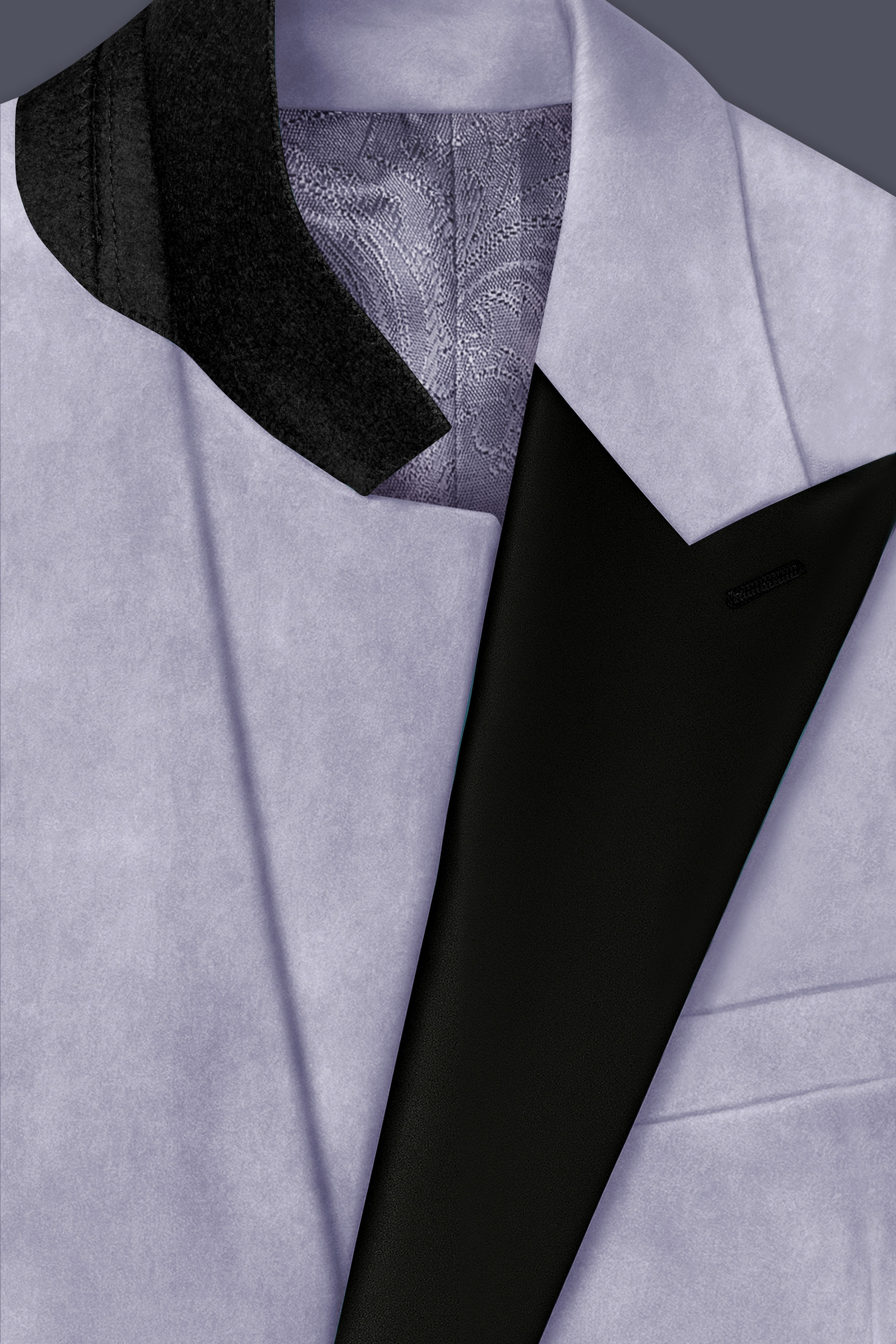 Argivell-French Gray Velvet Peak Lapel Tuxedo Blazer