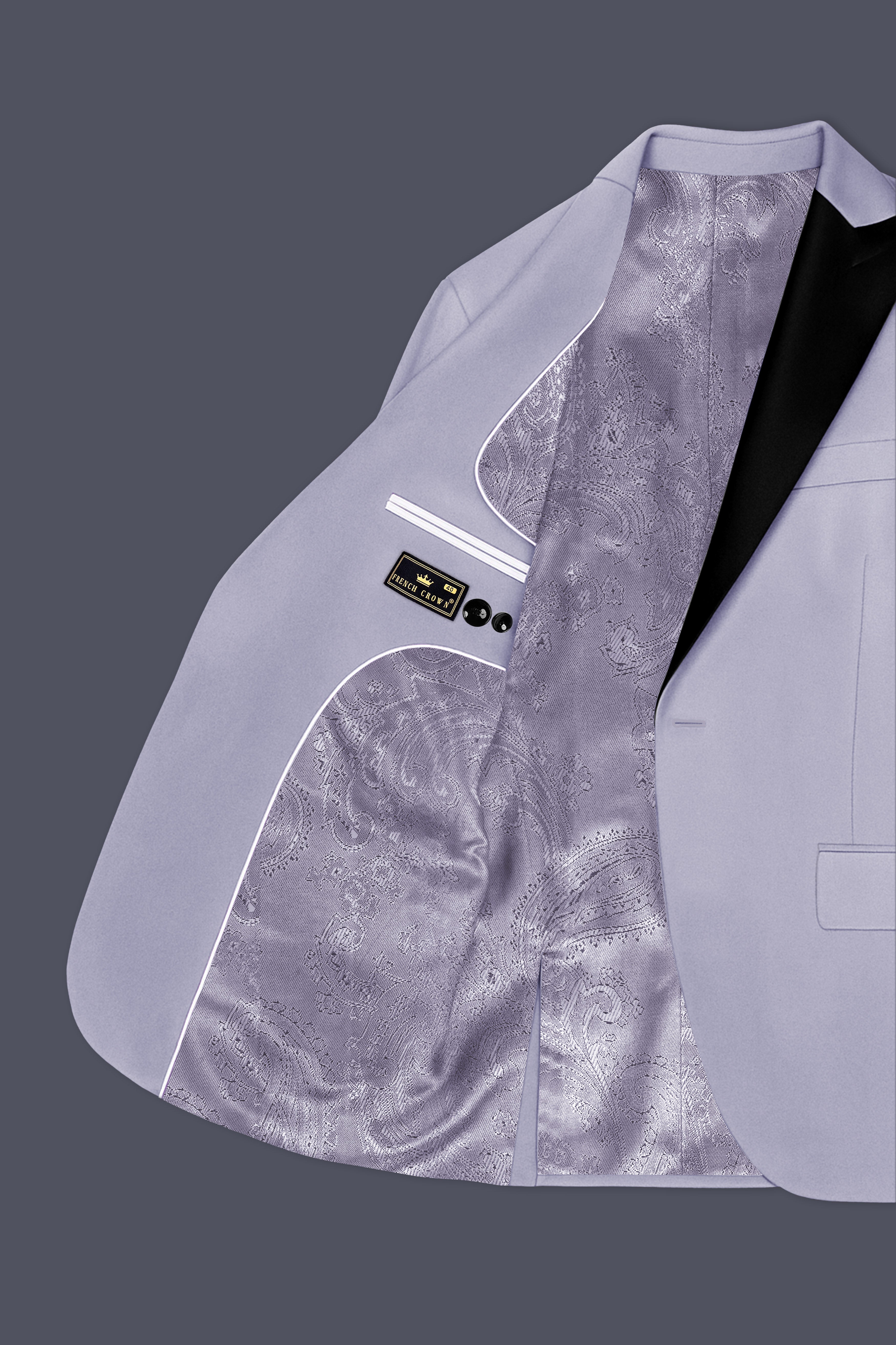 Argivell-French Gray Velvet Peak Lapel Tuxedo Blazer