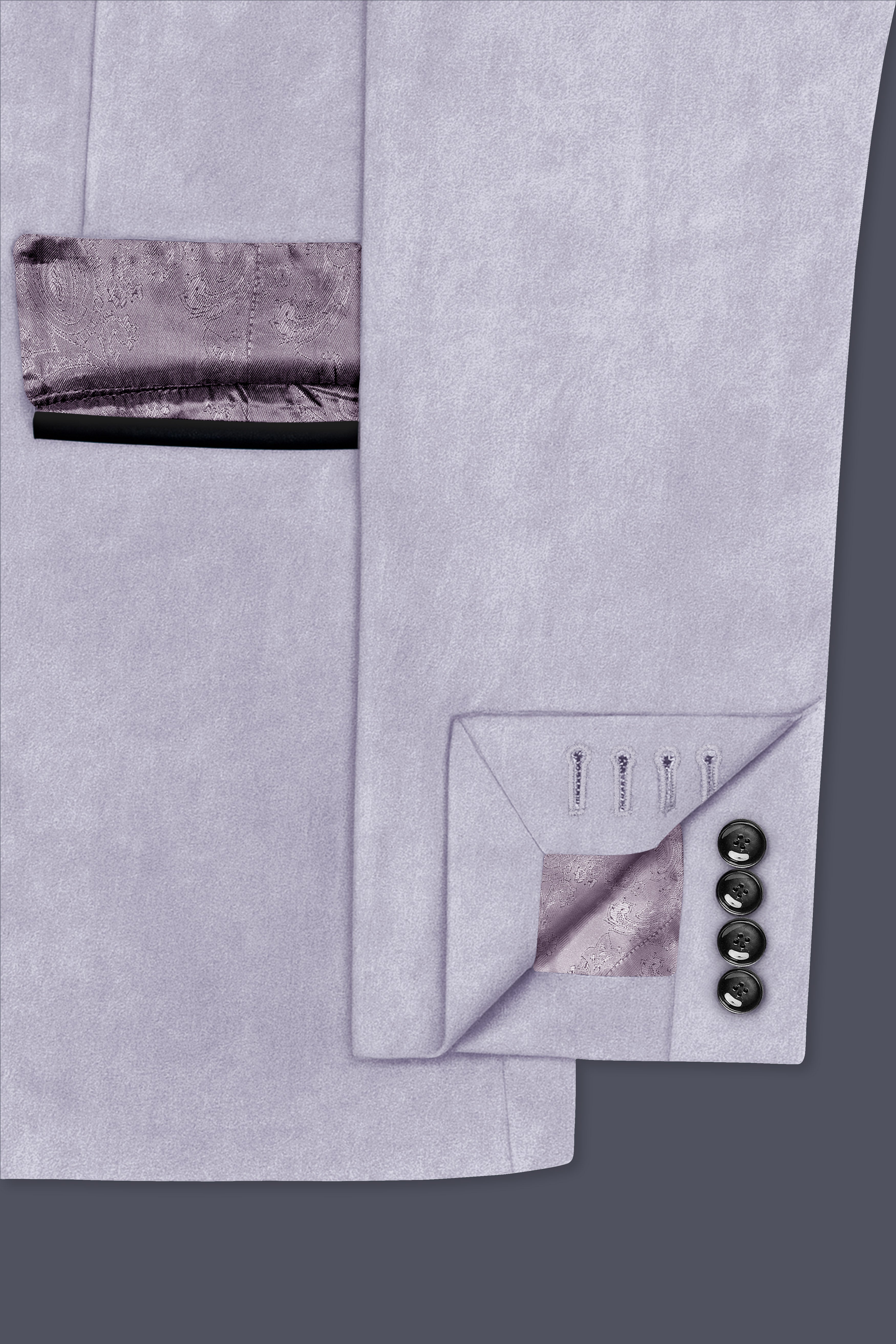 Argivell-French Gray Velvet Peak Lapel Tuxedo Blazer