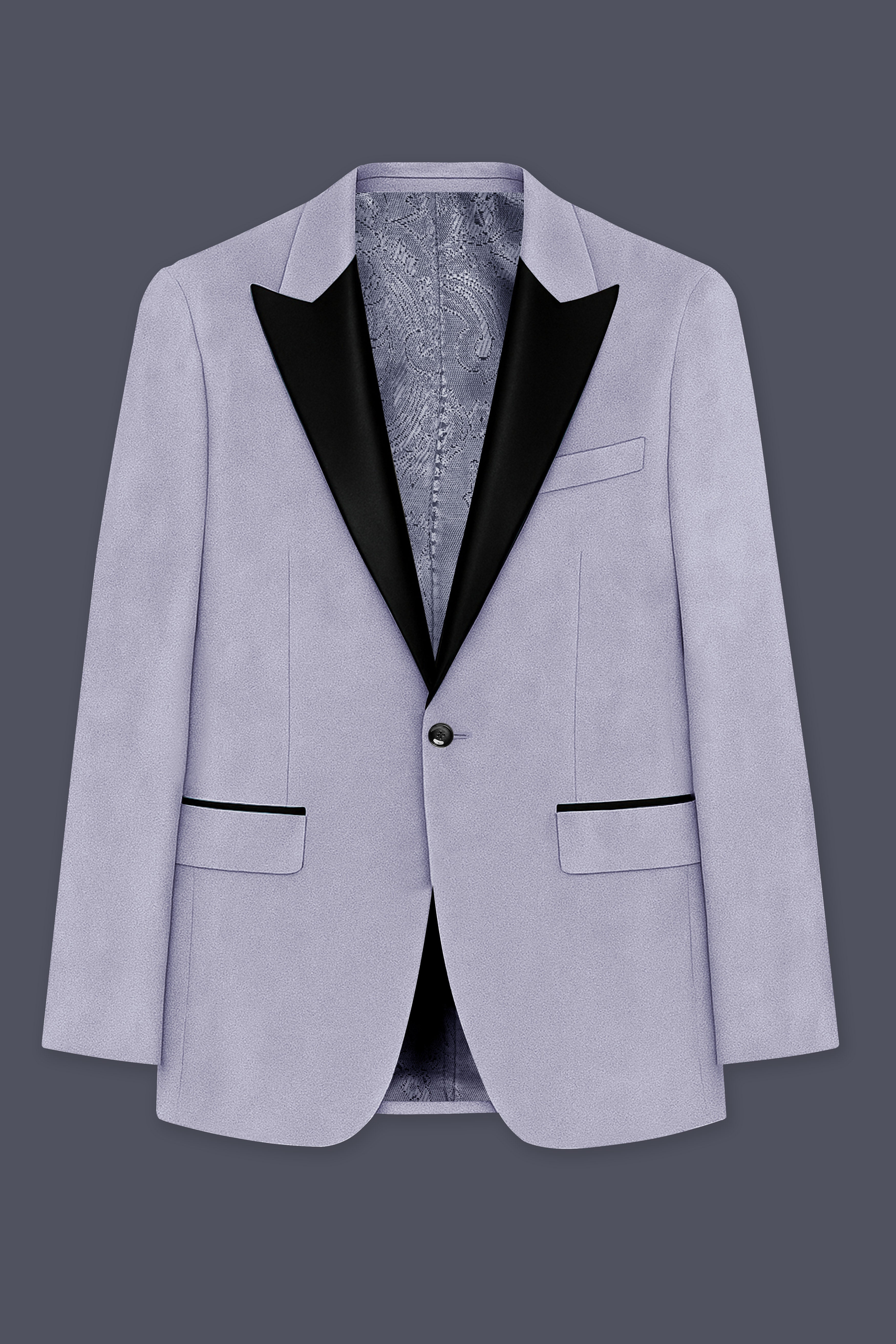 Argivell-French Gray Velvet Peak Lapel Tuxedo Blazer