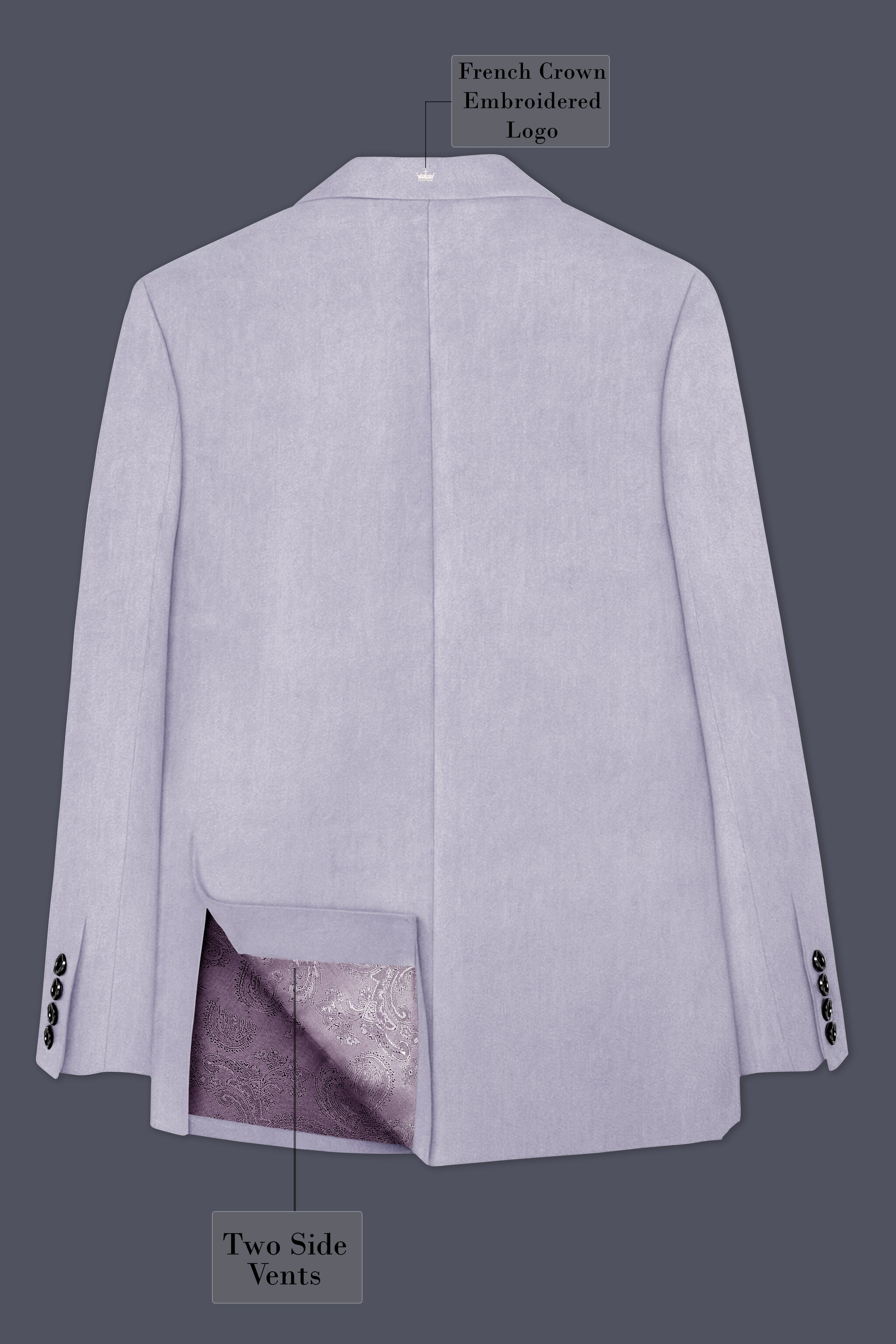 Argivell-French Gray Velvet Peak Lapel Tuxedo Blazer