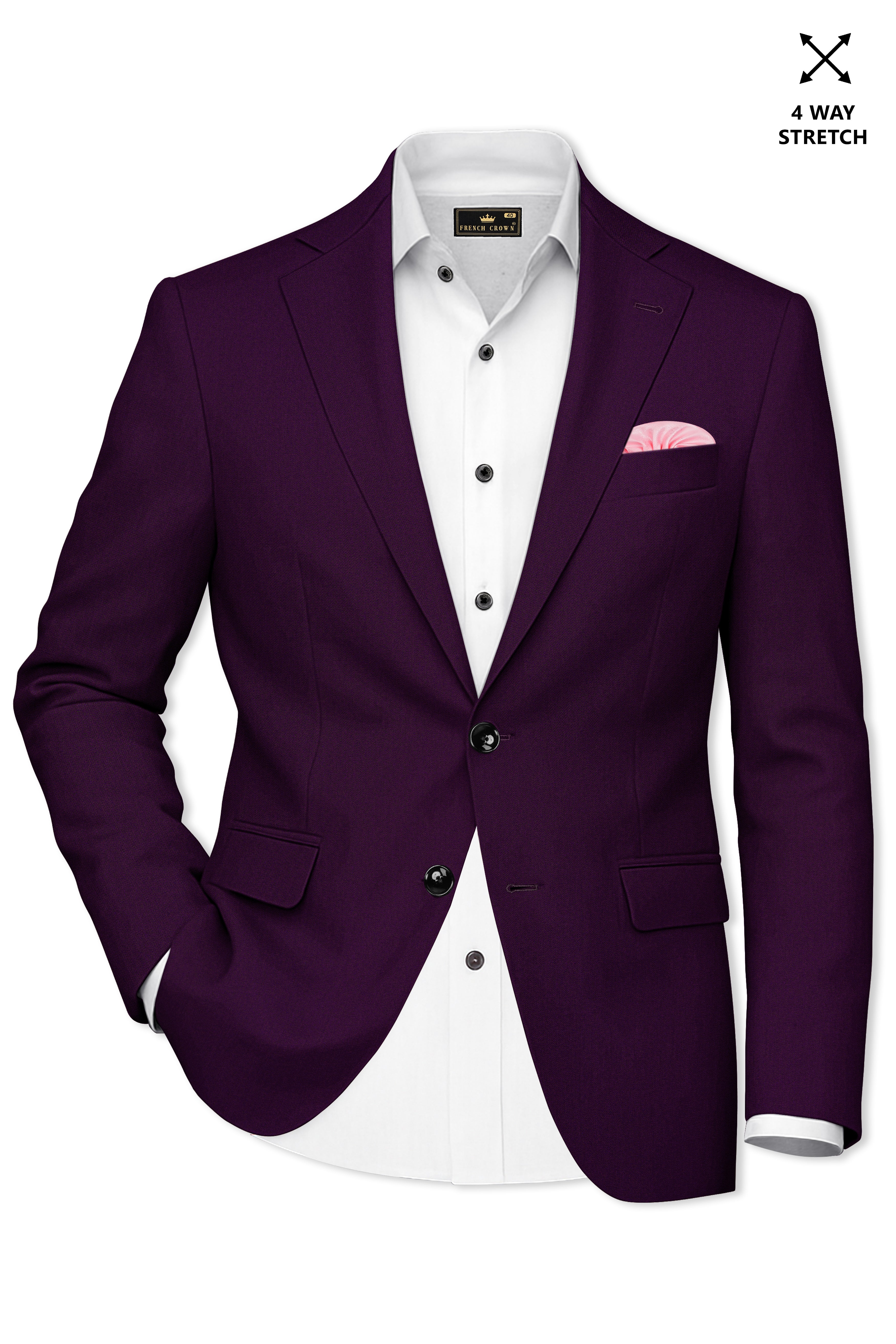 Purvian-Rasin Purple Wool Rich Single Breasted Blazer