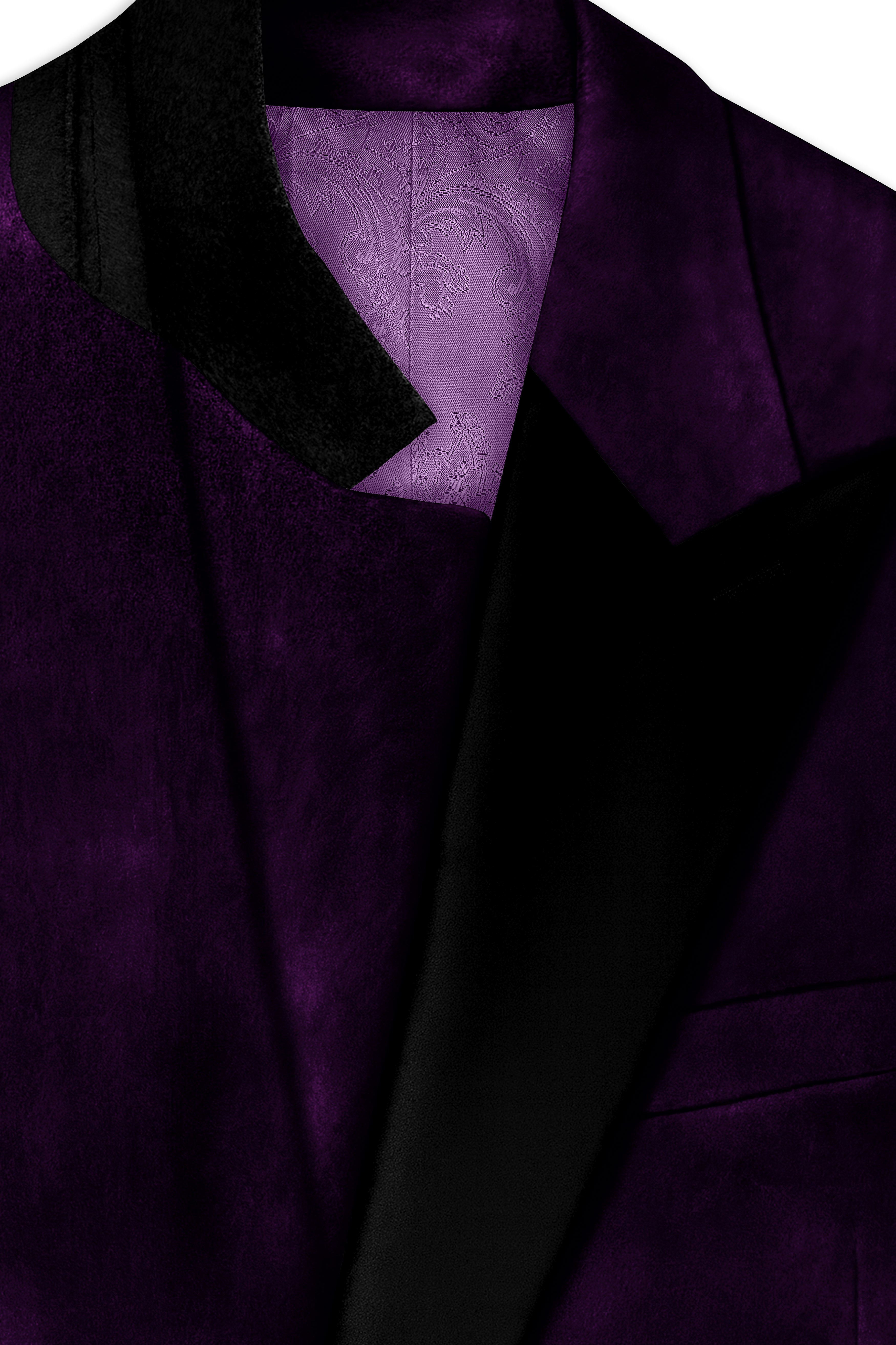 Purvella-Rasin Purple Velvet Peak Lapel Tuxedo Blazer