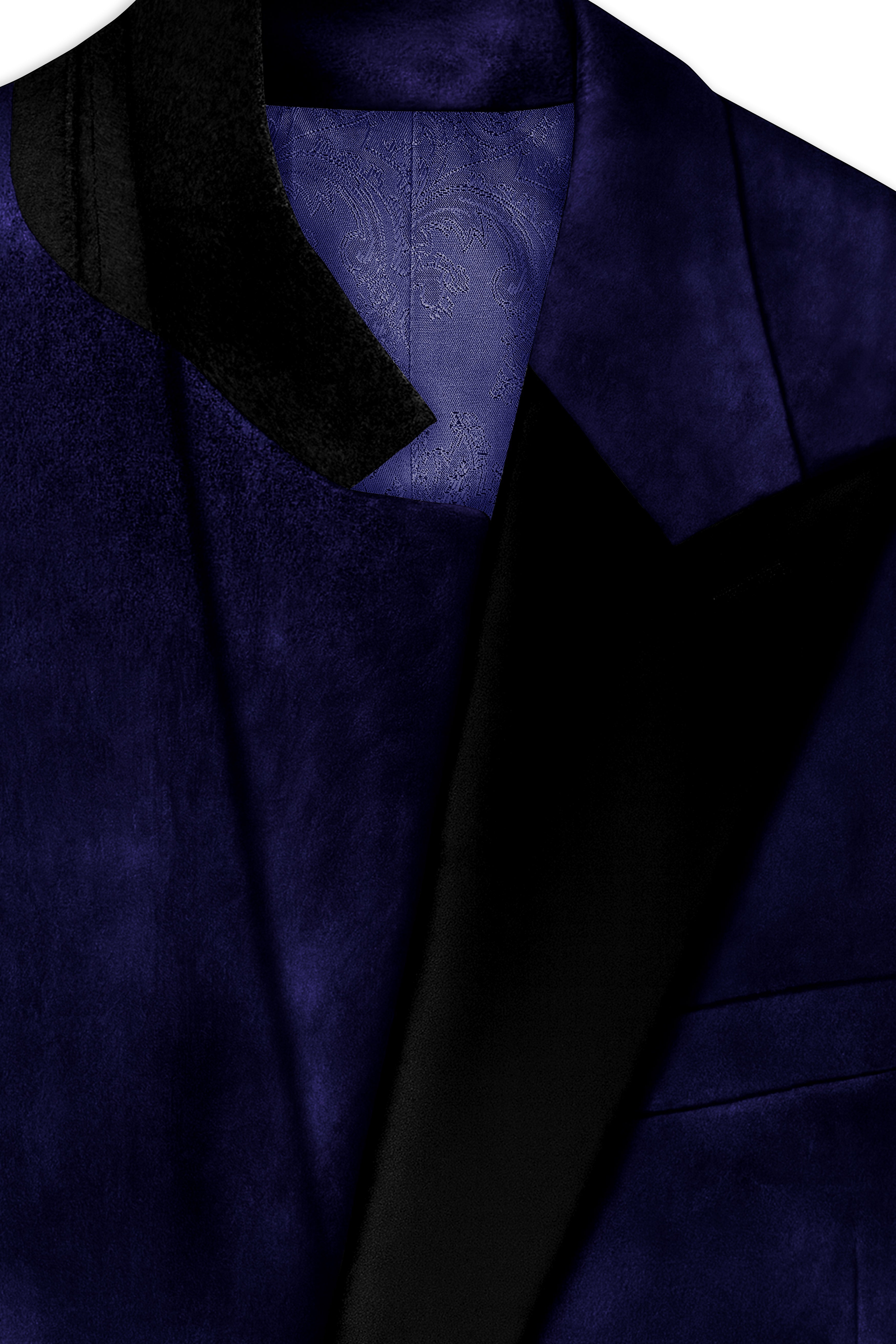 Azurion-Royal Blue Velvet Peak Lapel Tuxedo Blazer