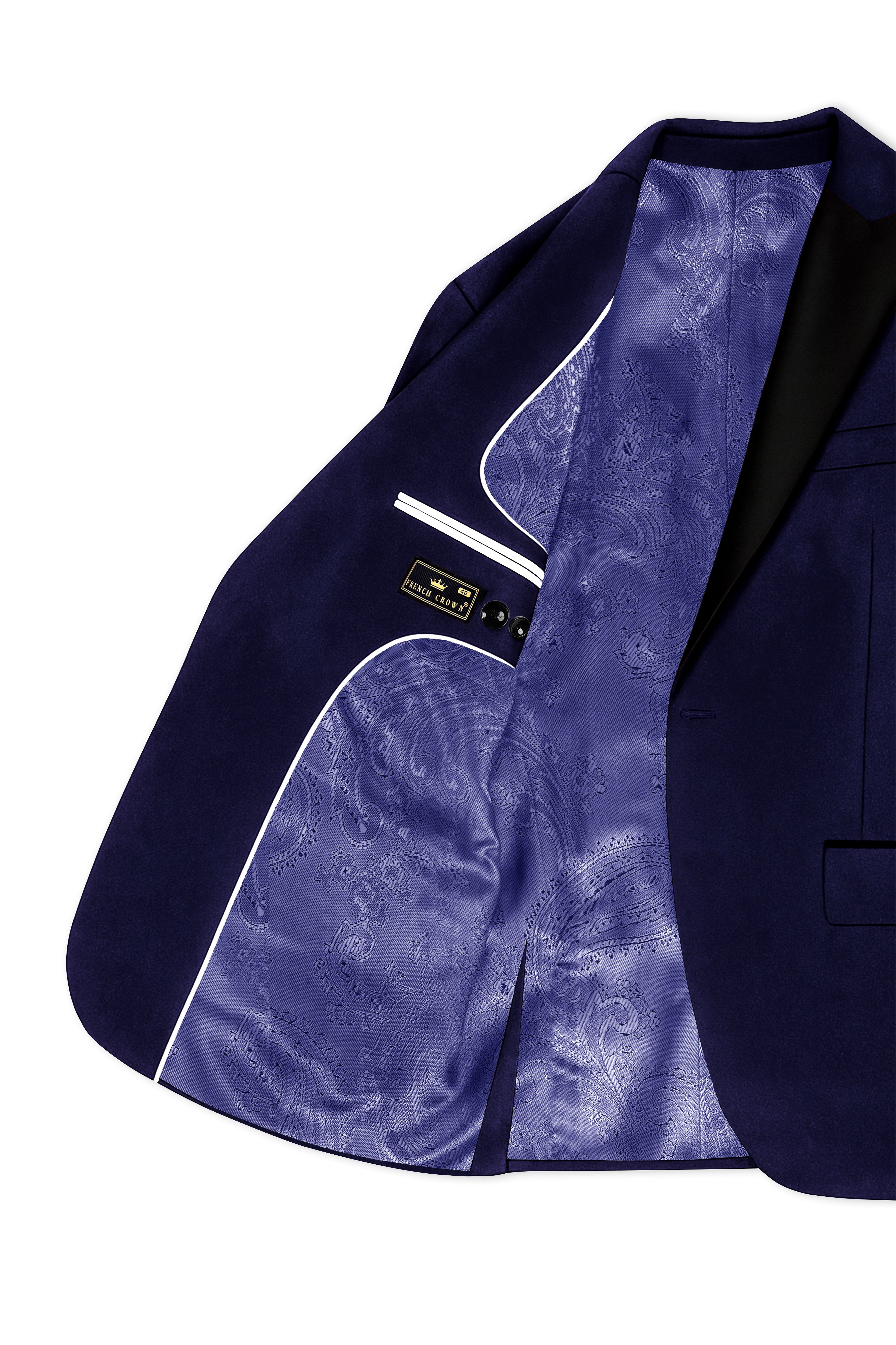 Azurion-Royal Blue Velvet Peak Lapel Tuxedo Blazer