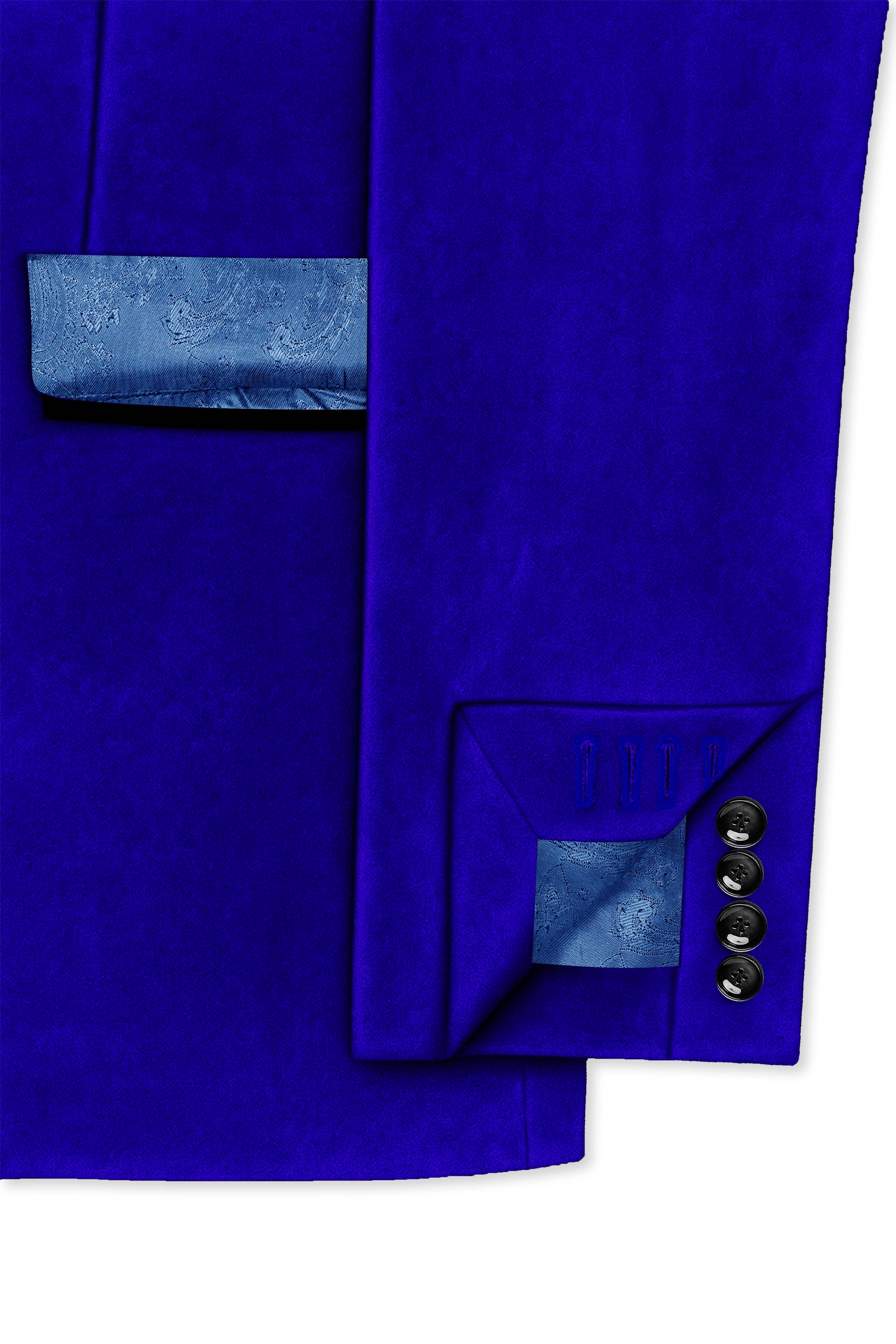Blucrest-Ultramarine Blue Velvet Peak Lapel Tuxedo Blazer
