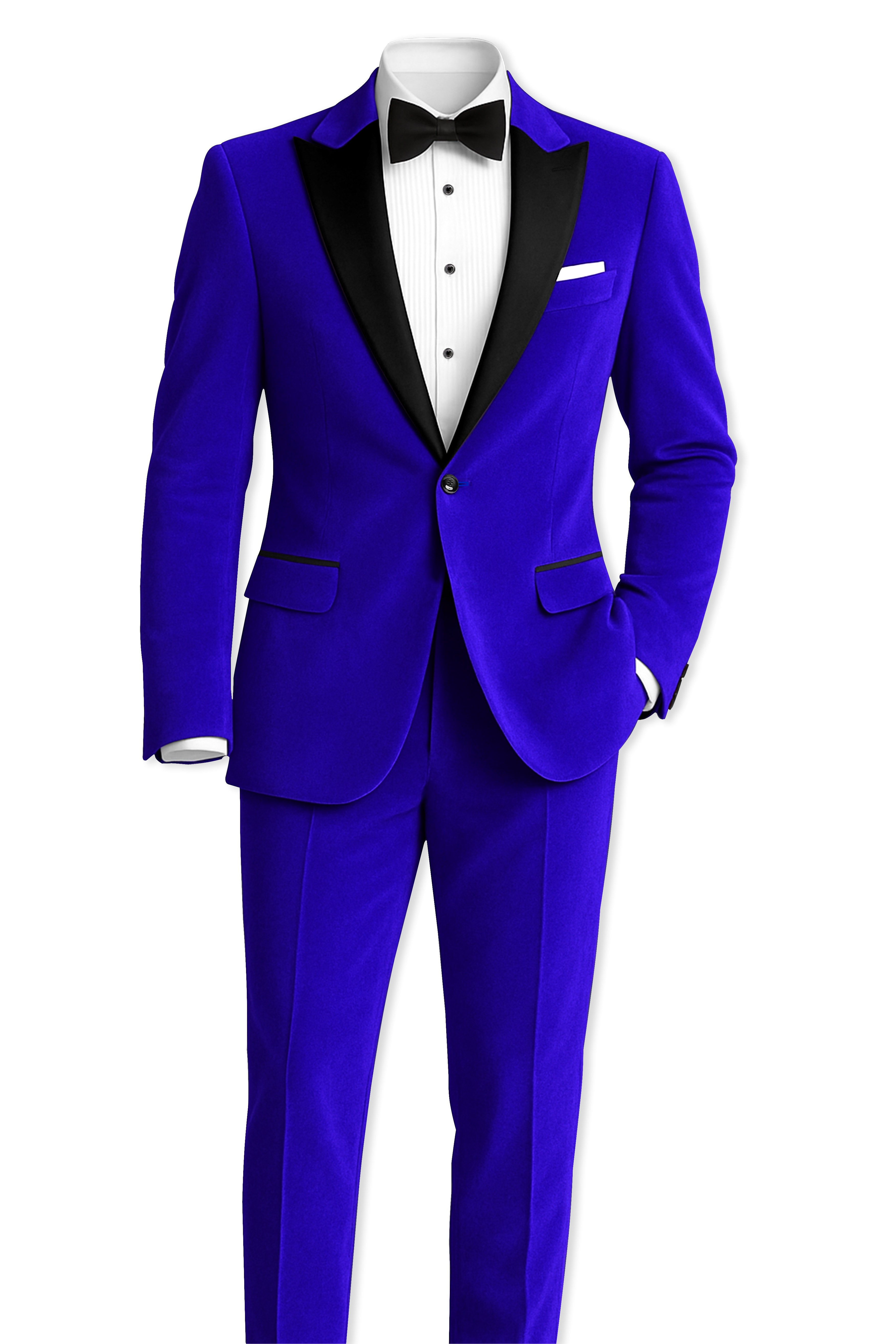 Blucrest-Ultramarine Blue Velvet Peak Lapel Tuxedo Blazer