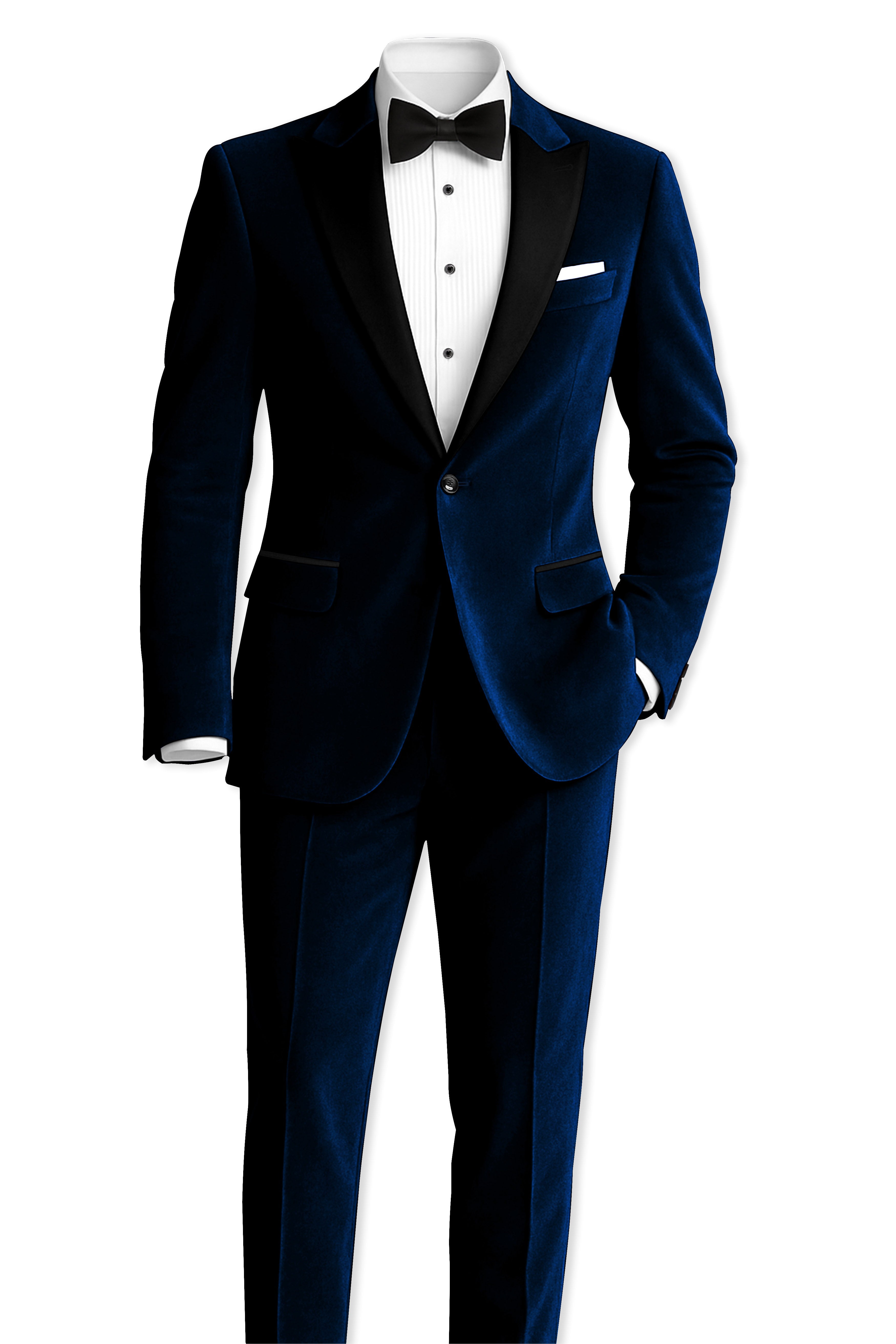 Noctivell-Cinder Blue Velvet Peak Lapel Tuxedo Blazer