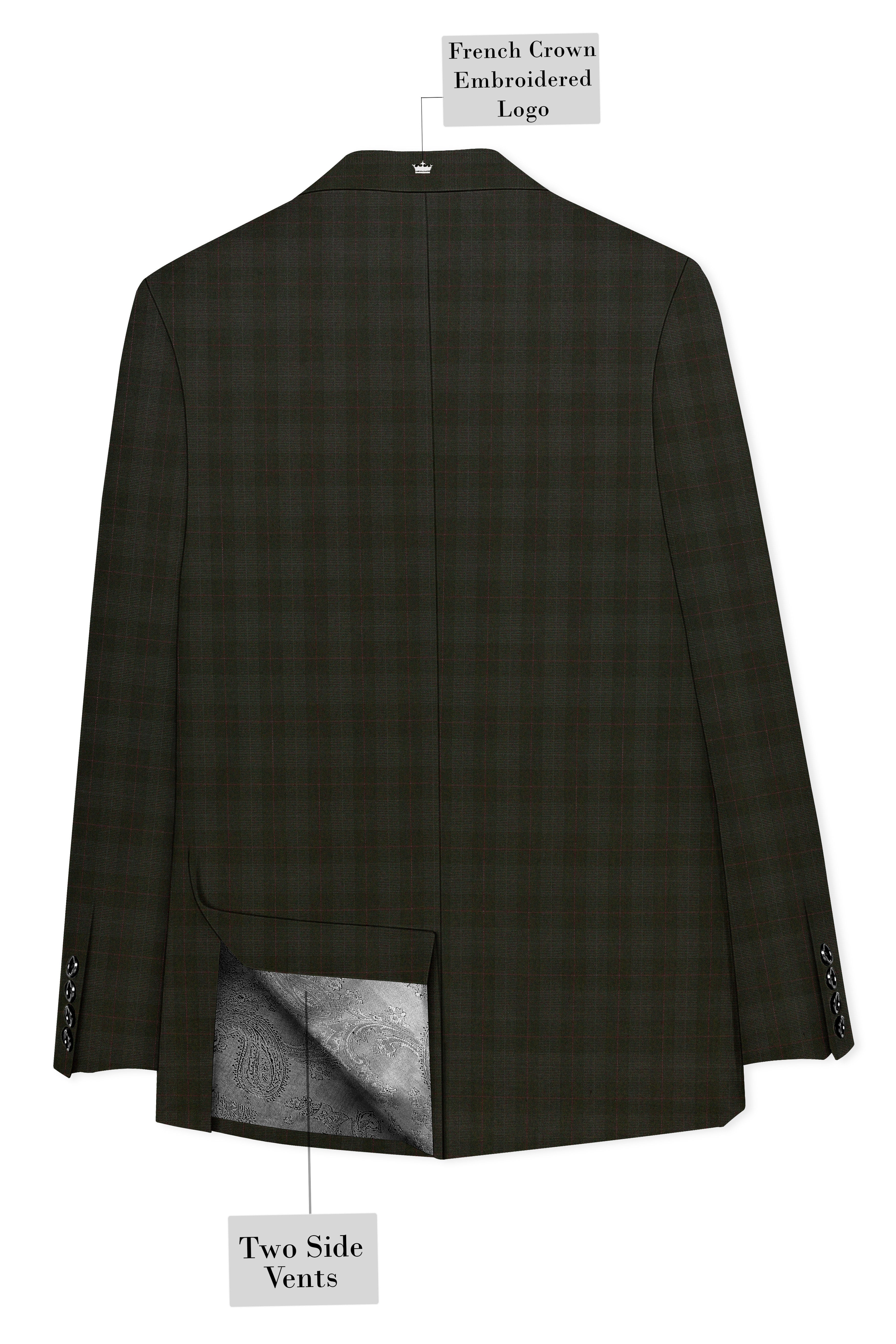 Viricheck-Birch Green Windowpane Wool Rich Single Breasted Blazer