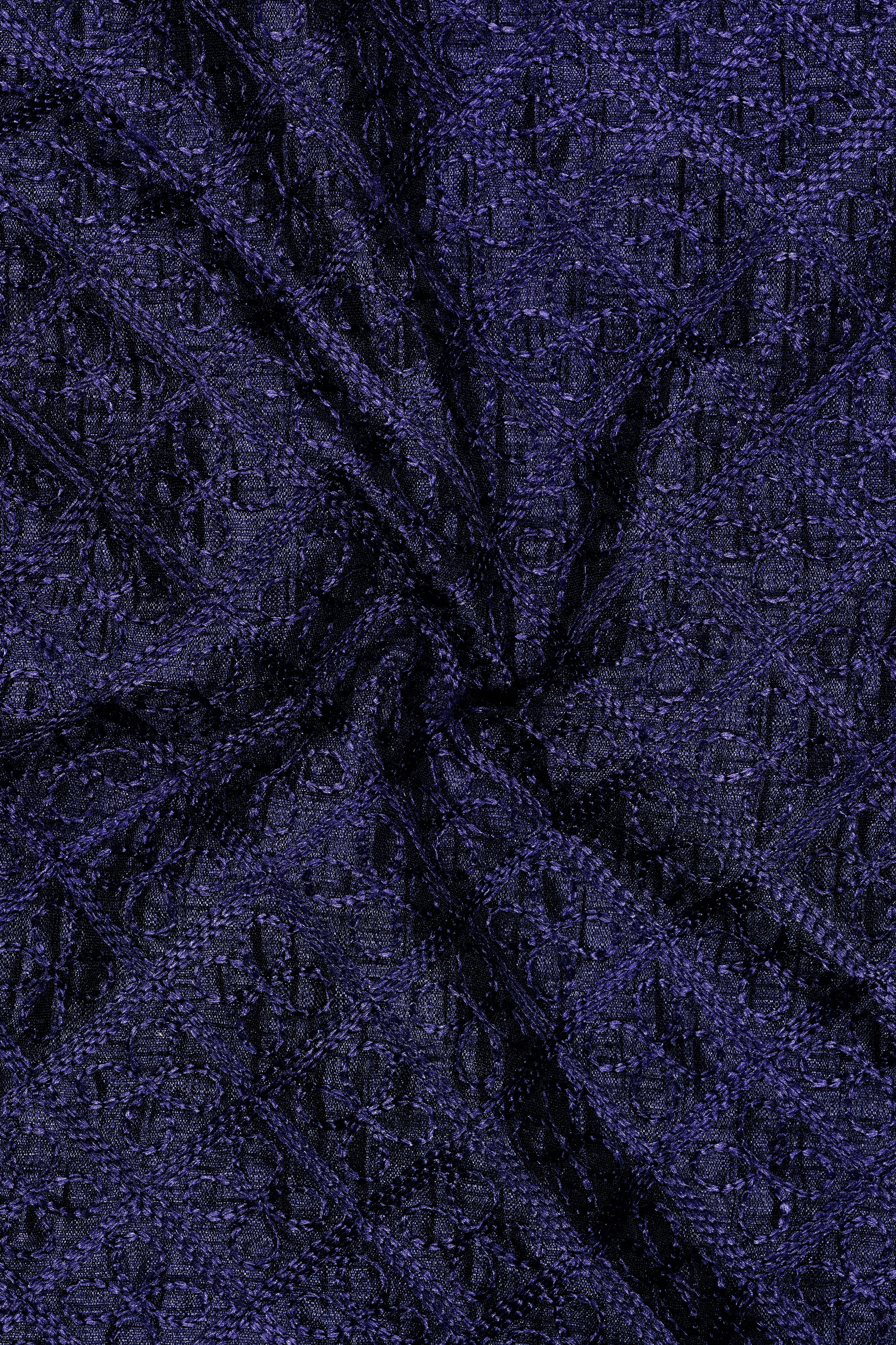 Florivue-Mirage Blue Flower Thread Embroidered Designer Tuxedo Blazer