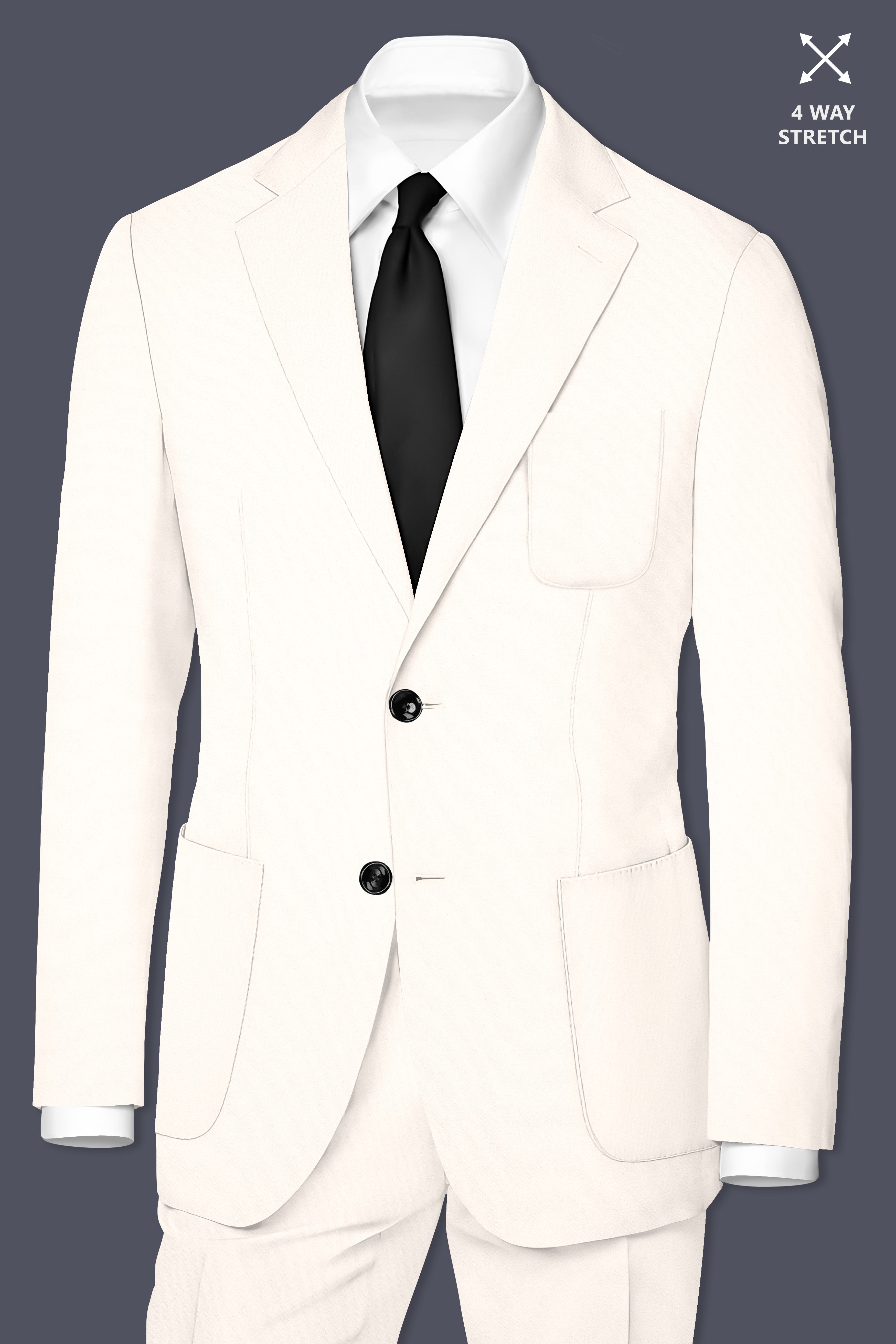 Biancore-Vista White 4-Way Stretch Premium Cotton Single Breasted Sports Blazer