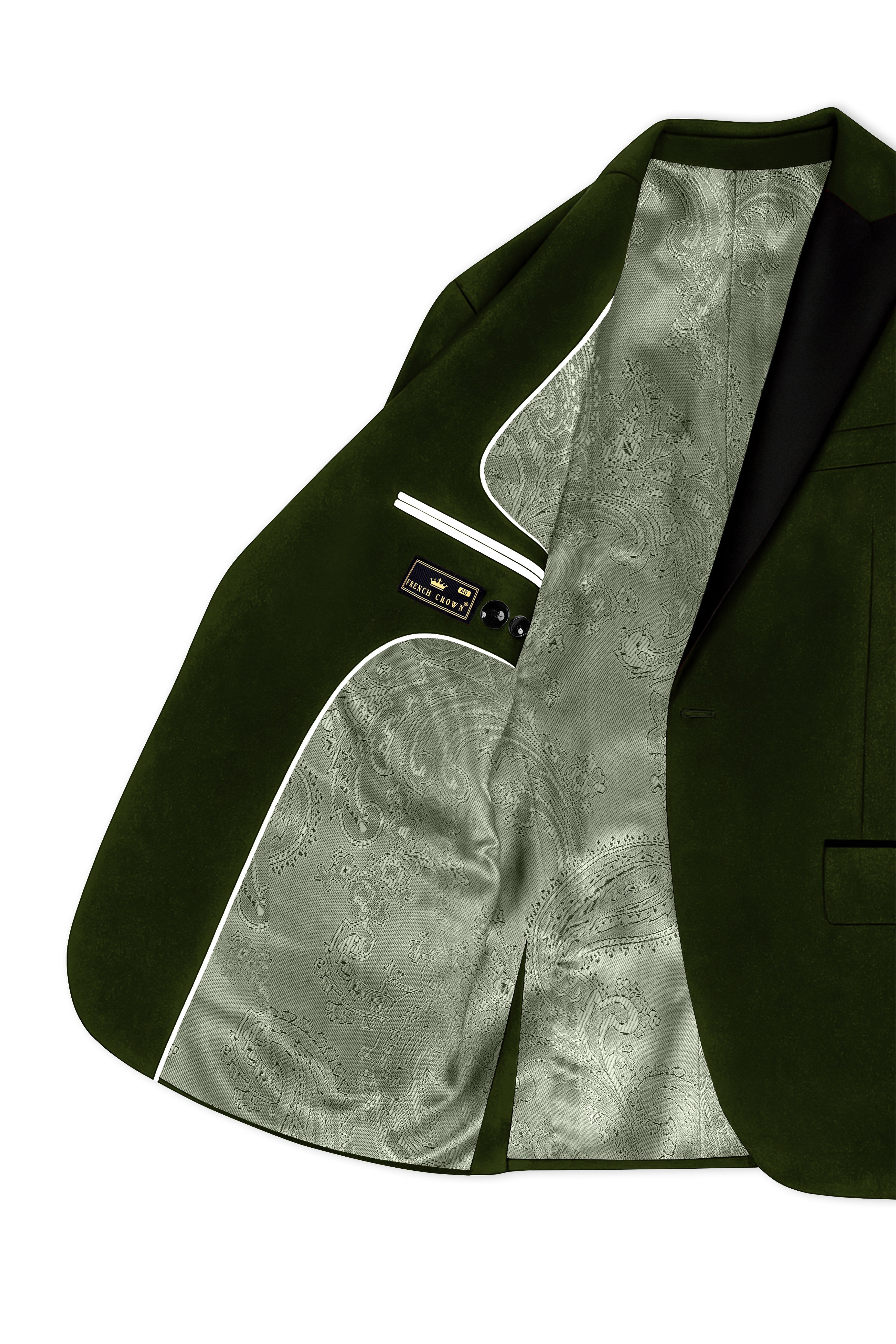 Velcadia-Acadia Green Velvet Peak Lapel Tuxedo Blazer