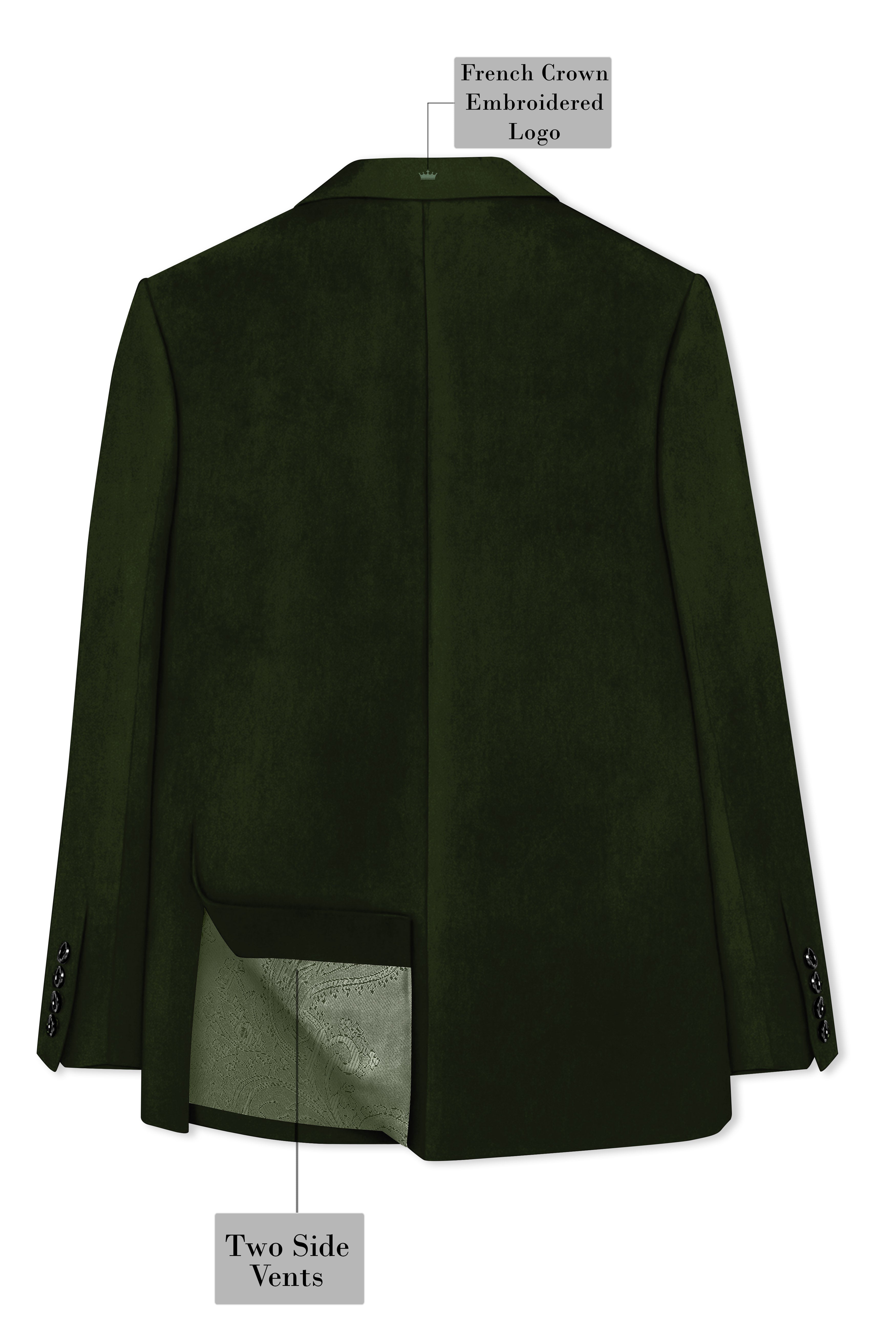 Velcadia-Acadia Green Velvet Peak Lapel Tuxedo Blazer