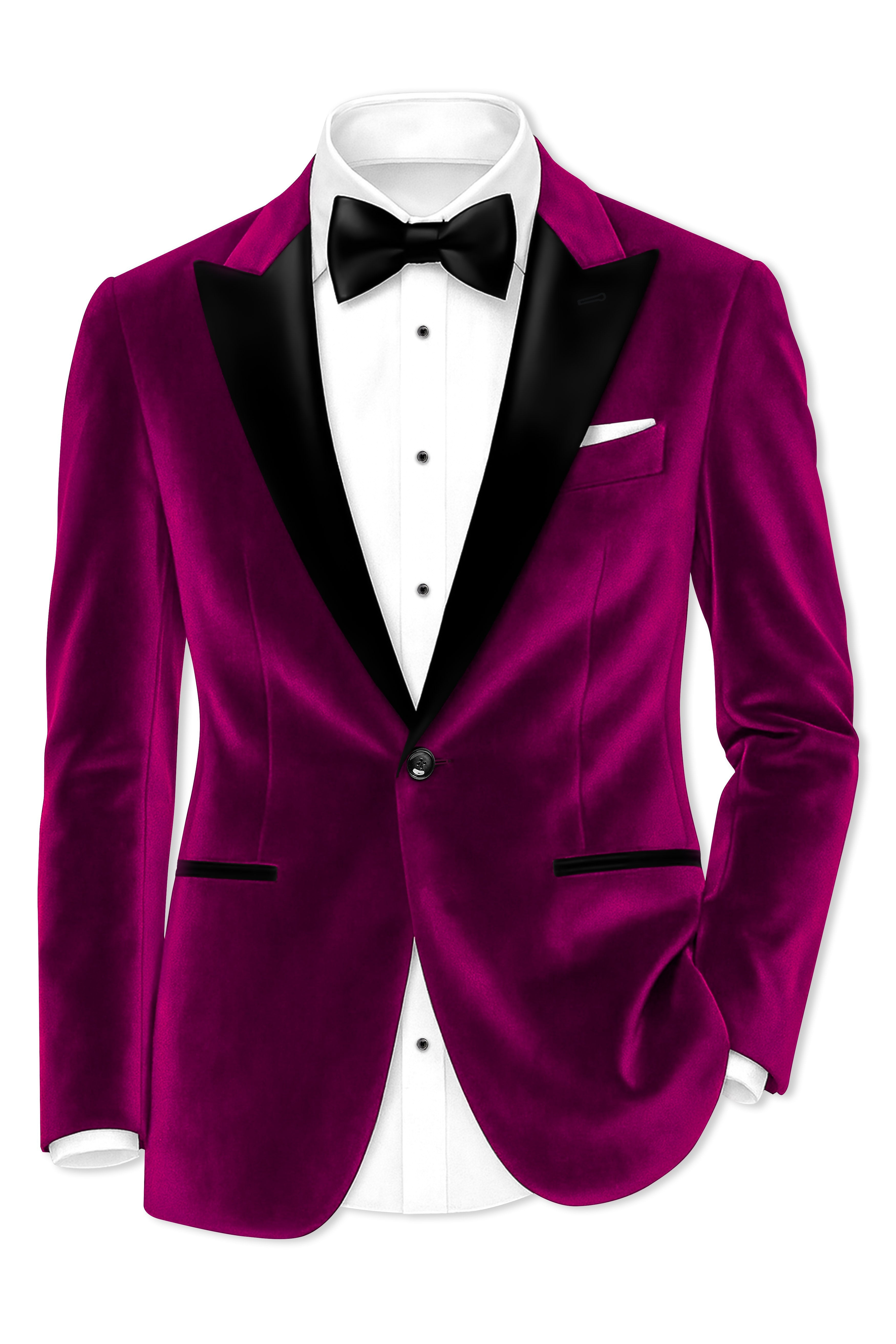 Velcrimora-Mulberry Purple Plain-Solid Premium Wool Rich Tuxedo