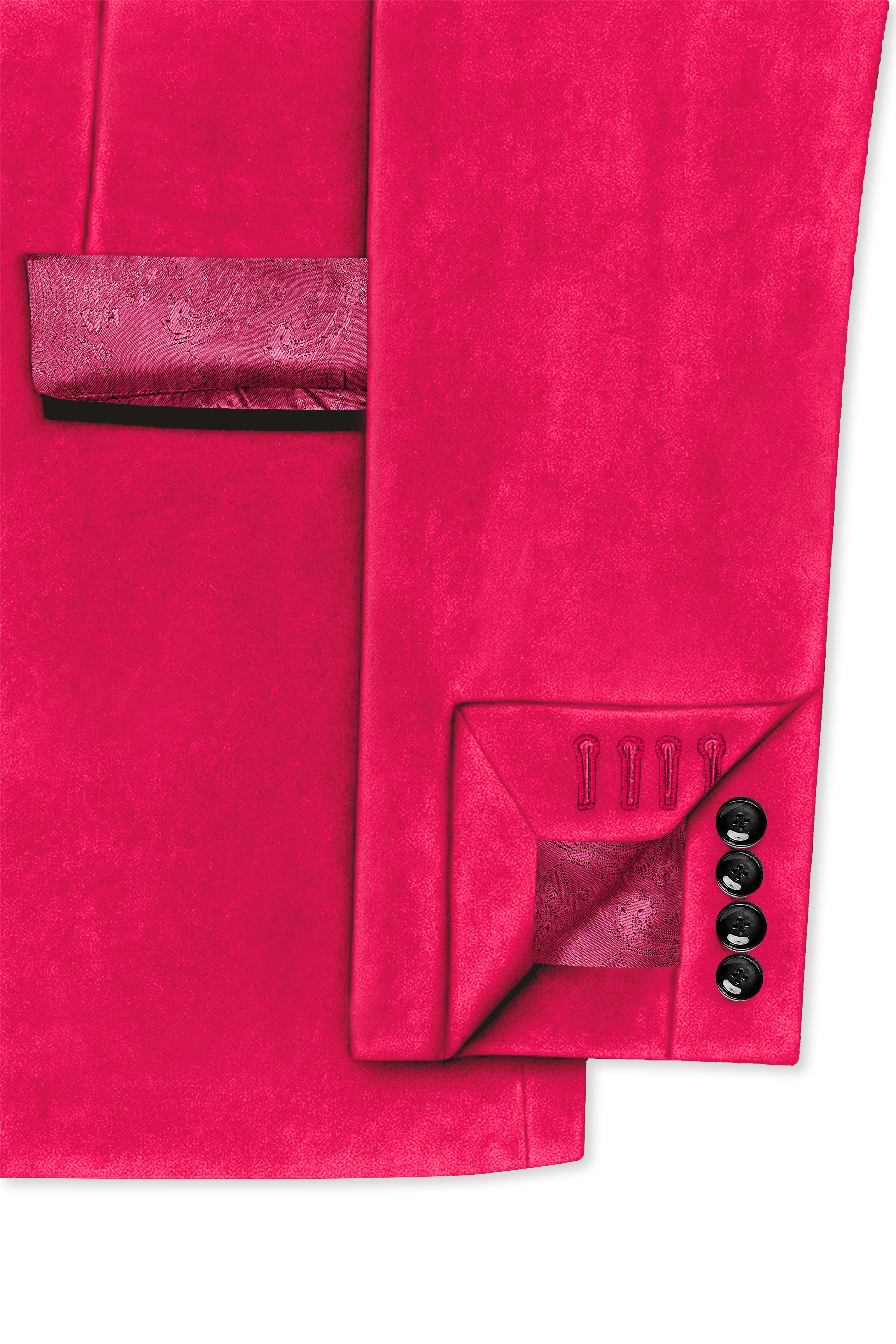 Shivelle-Shiraz Pink Velvet Peak Lapel Tuxedo Blazer
