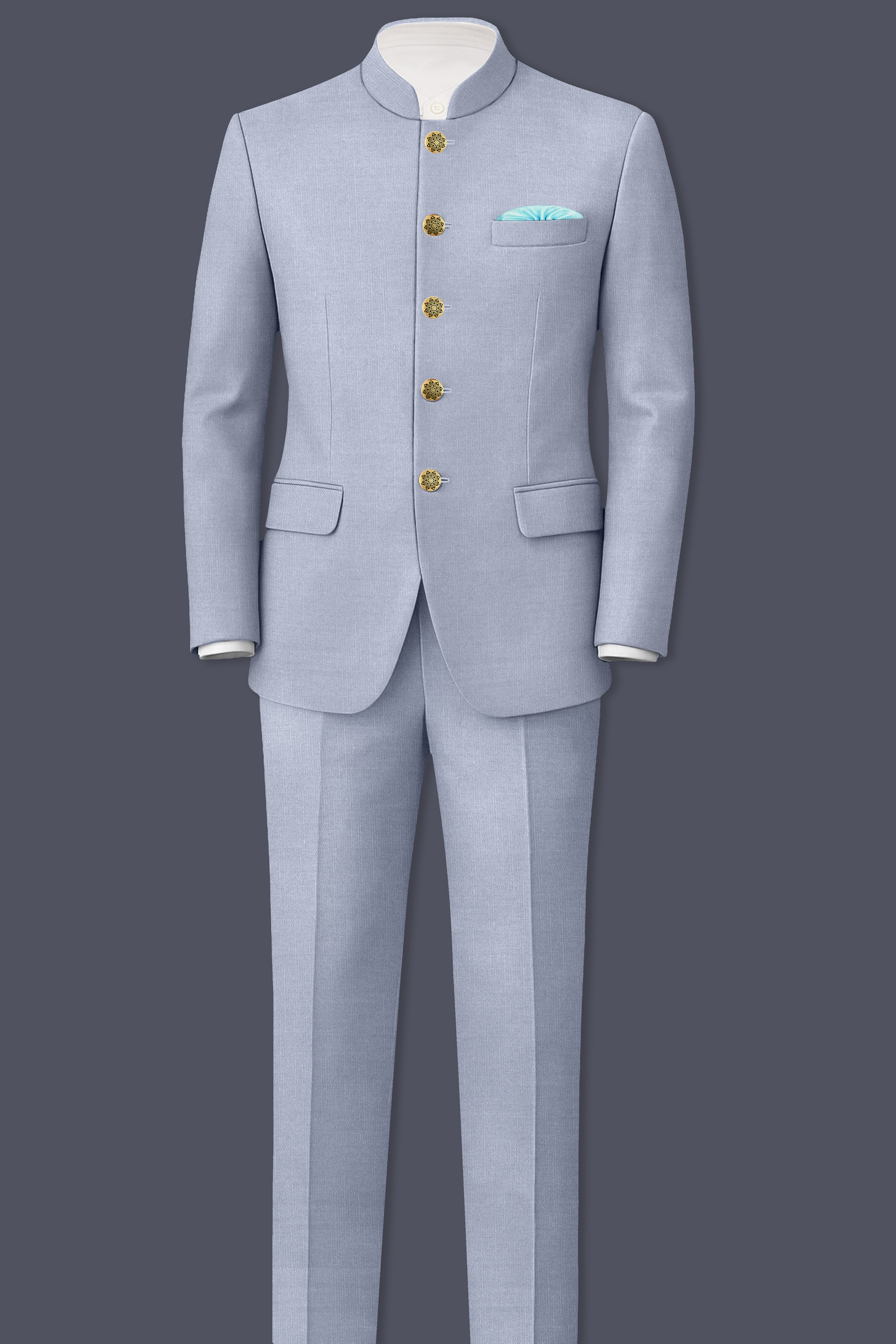 Mistivell-Mountain Mist Gray Wool Rich Bandhgala Stretchable traveler Blazer