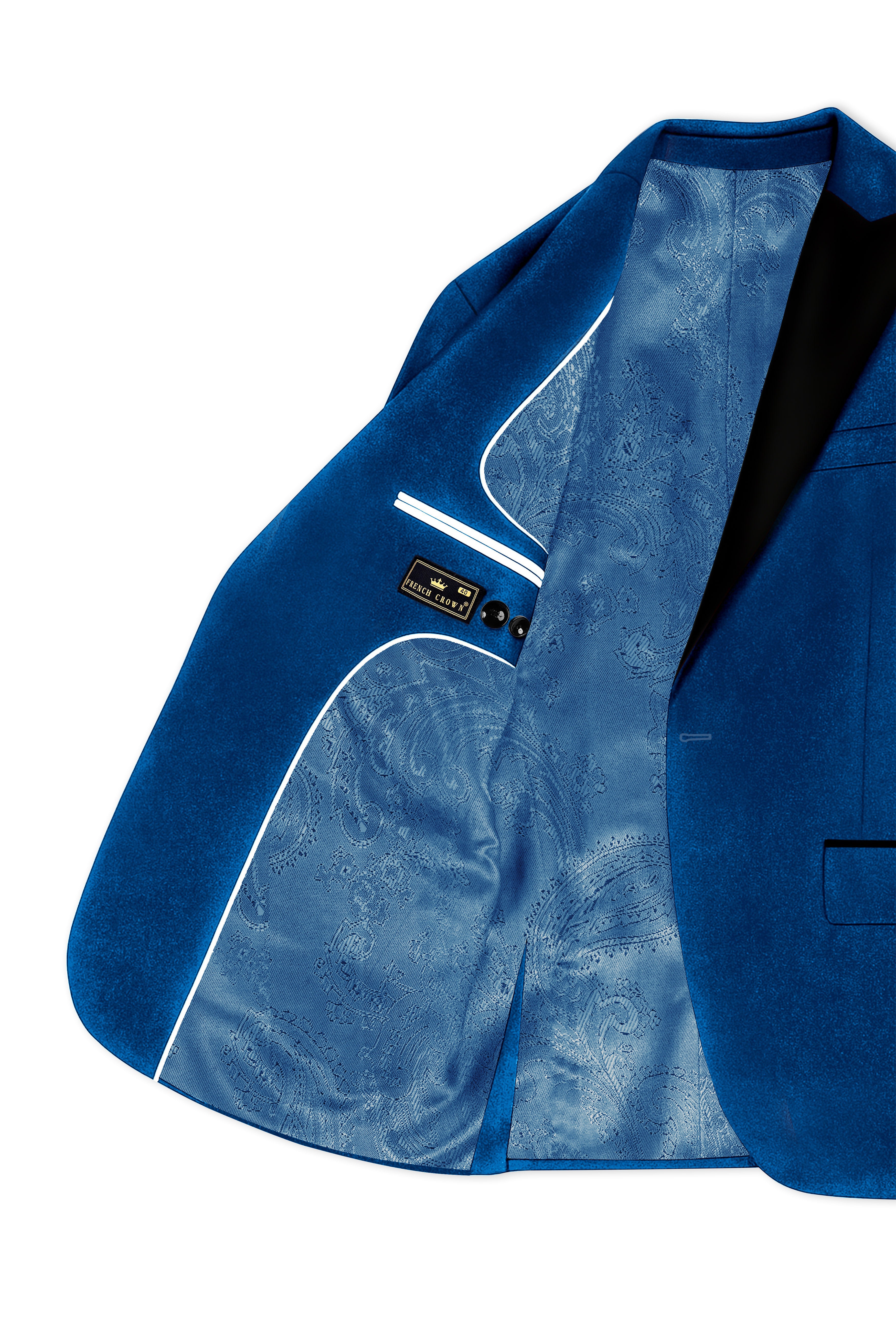 Velcrest-Prussian Blue Velvet Peak Lapel Tuxedo Blazer