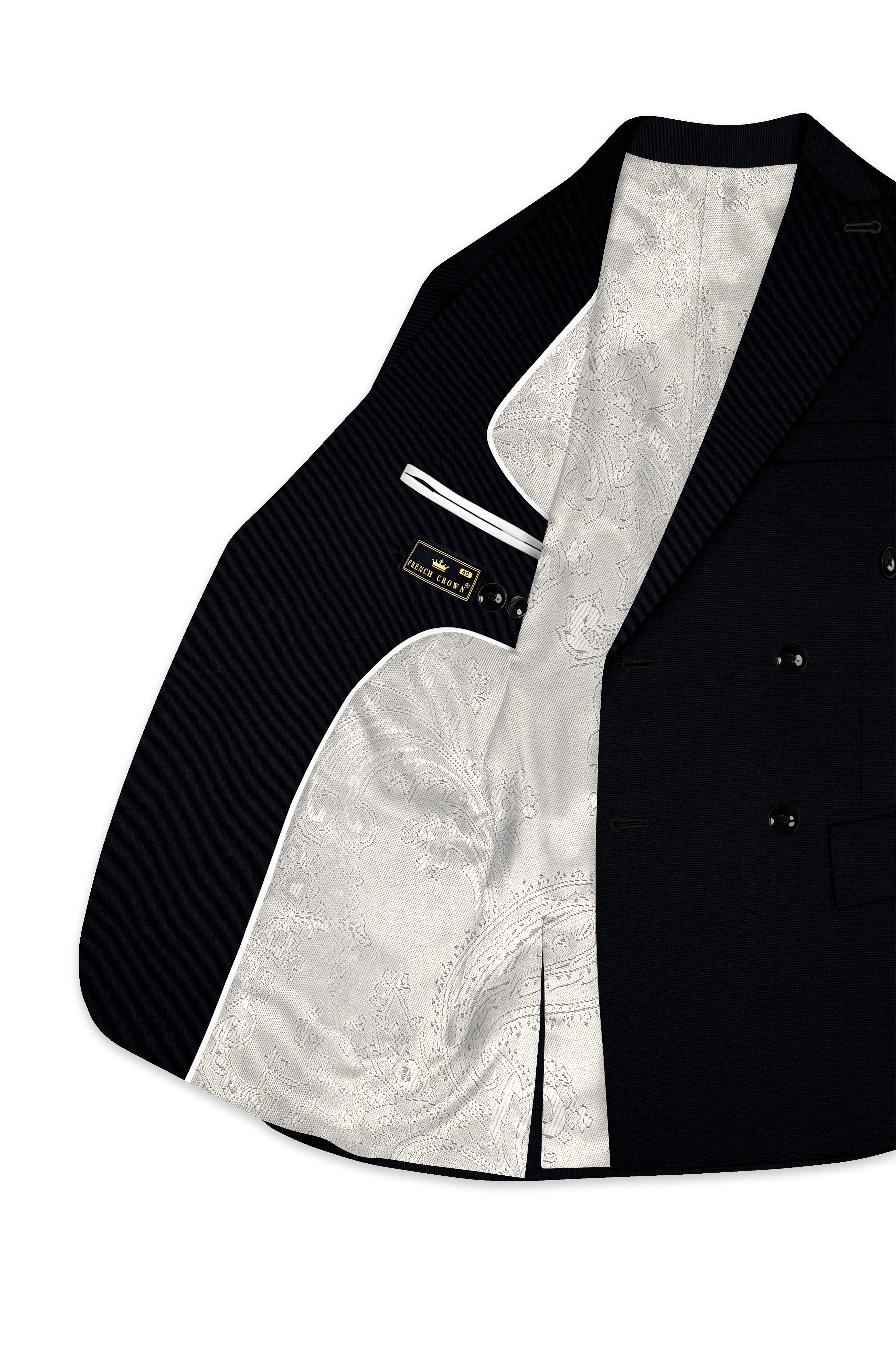 Neravor-Jaguar Black Wool Rich Double Breasted Blazer
