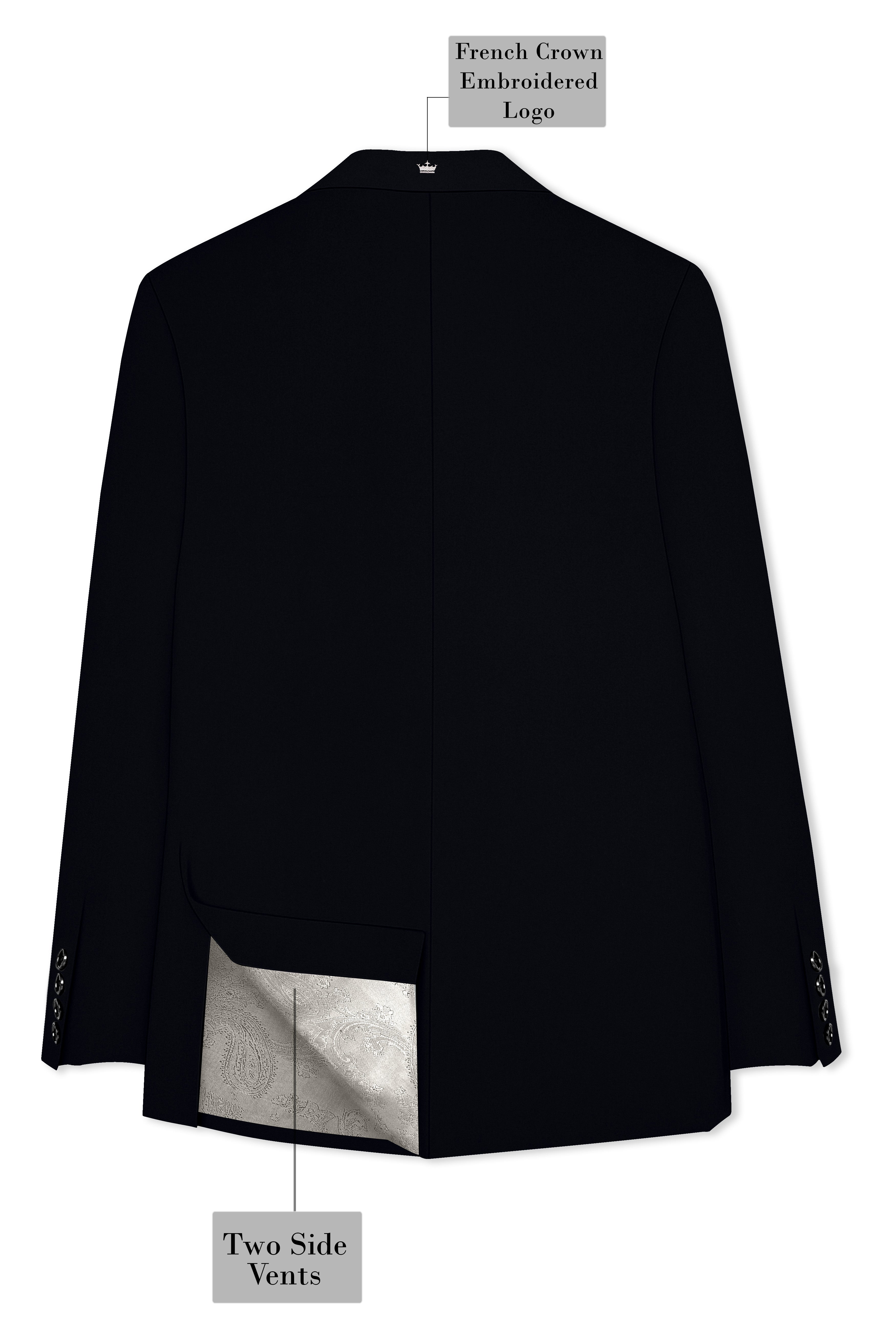 Neravor-Jaguar Black Wool Rich Double Breasted Blazer