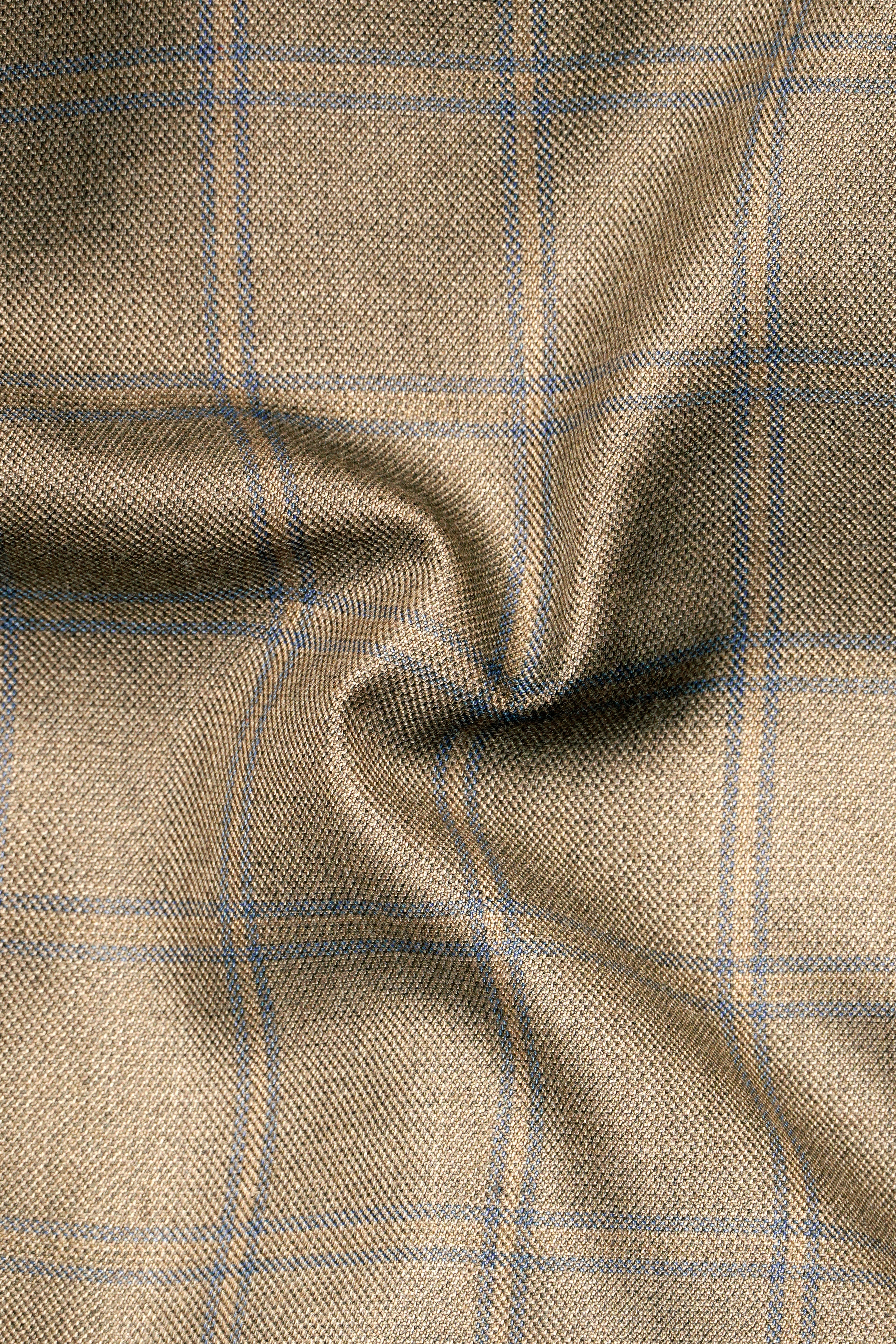 Terravo-Roman Brown Windowpane Wool Rich Single Breasted Blazer